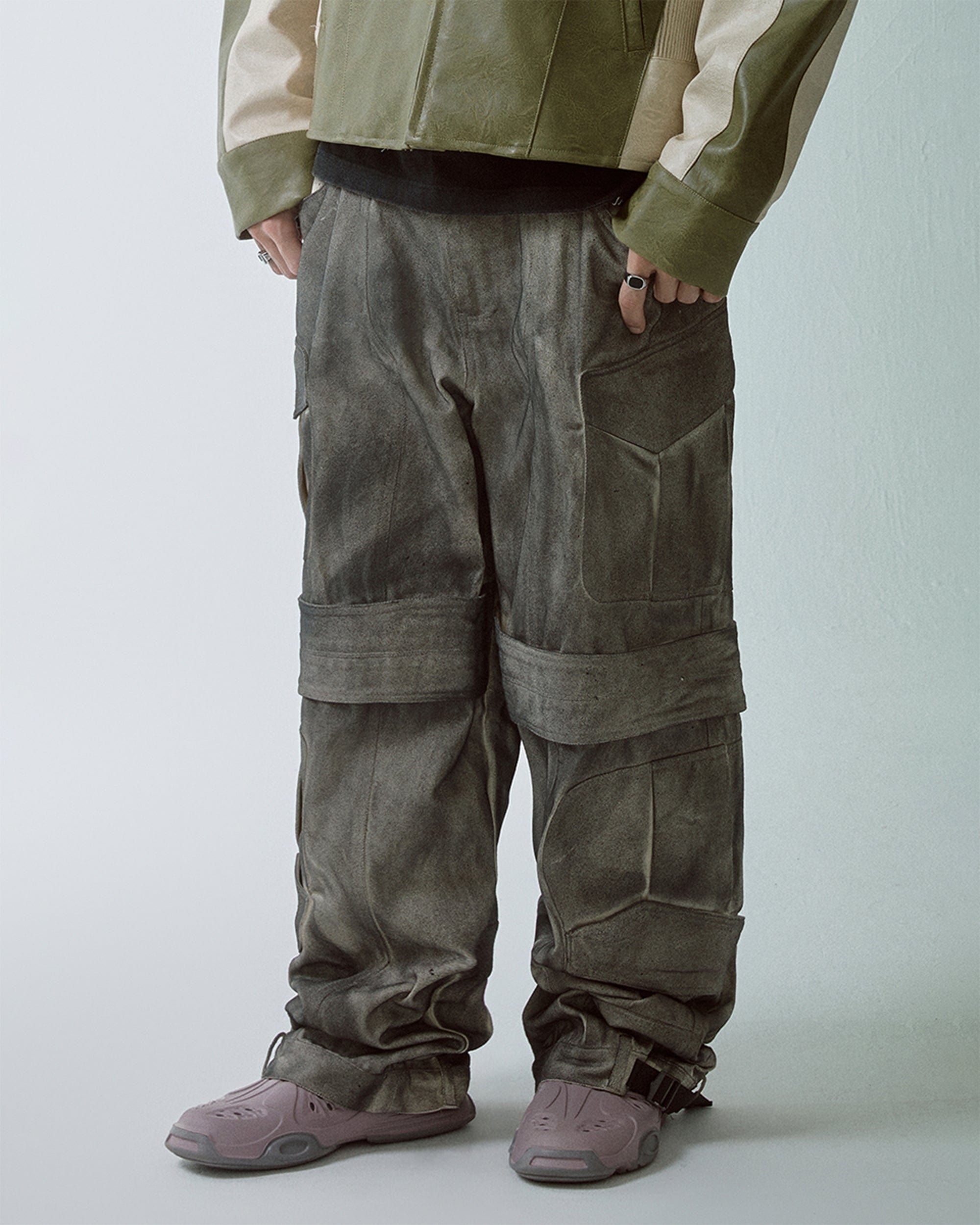F2CE Retro Dirty Fit Double-Knee Cargo Pants, premium urban and streetwear designers apparel on PROJECTISR.com, F2CE