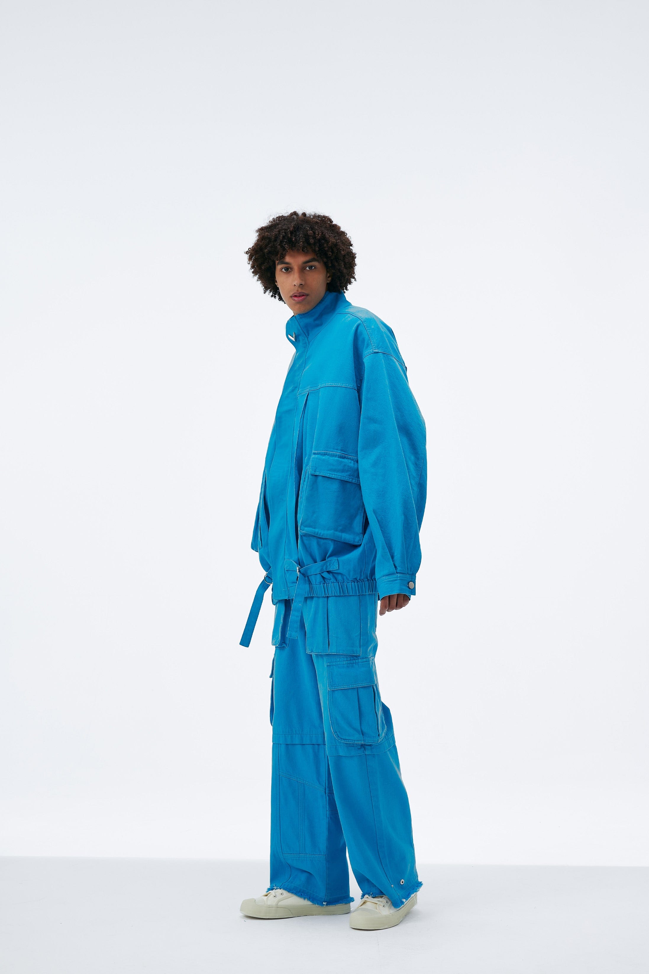 VANN VALRENCE Utility Pockets Denim Drawstring Oversized Jacket, premium urban and streetwear designers apparel on PROJECTISR.com, VANN VALRENCE