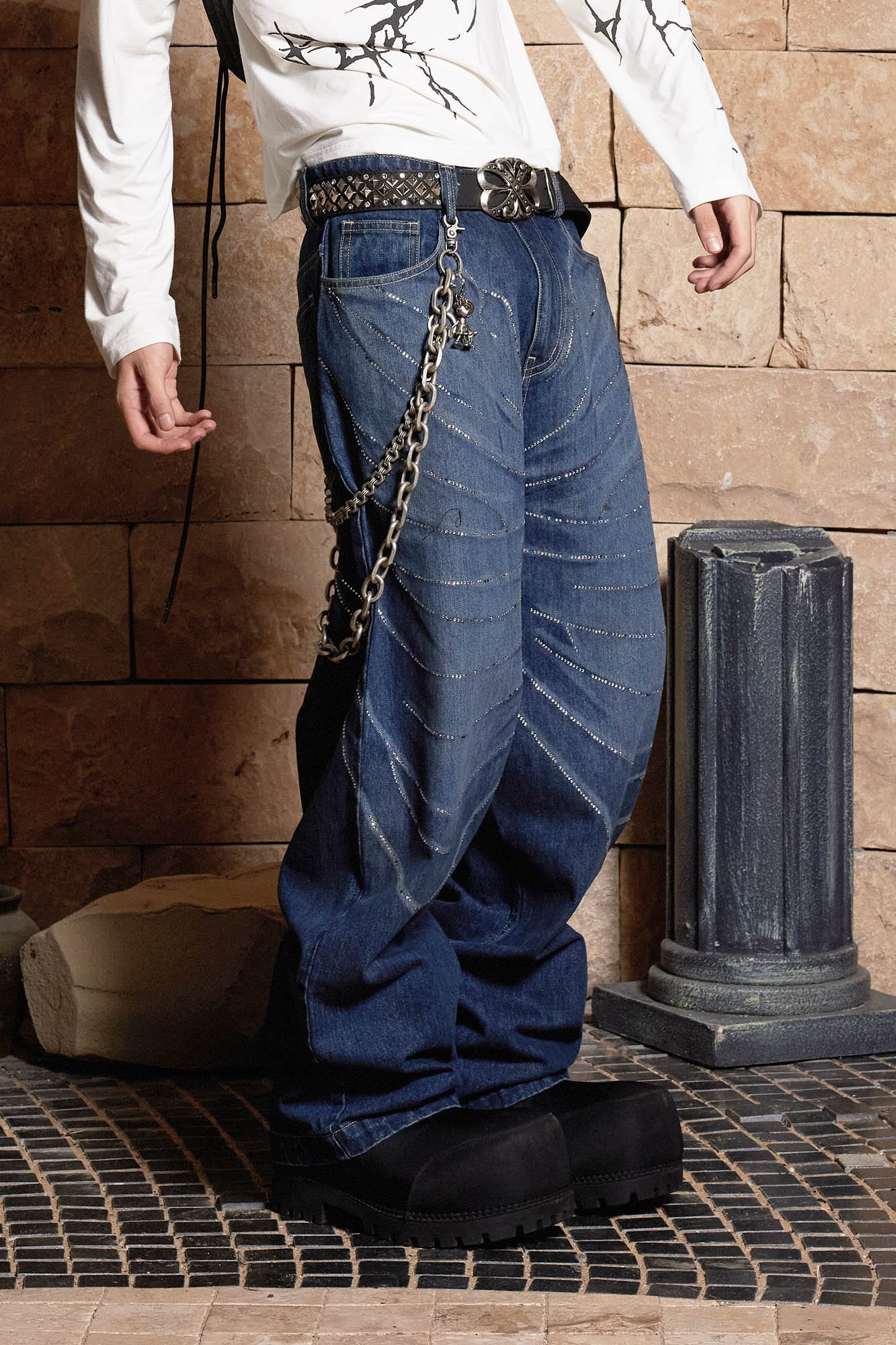 DND4DES Diamond Array Baggy Jeans, premium urban and streetwear designers apparel on PROJECTISR.com, DND4DES