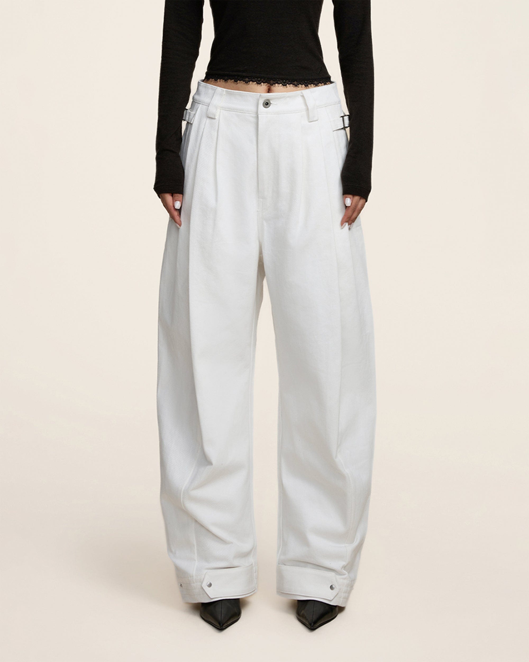 OPICLOTH Crinkled Wide-Leg Pants, premium urban and streetwear designers apparel on PROJECTISR.com, OPICLOTH