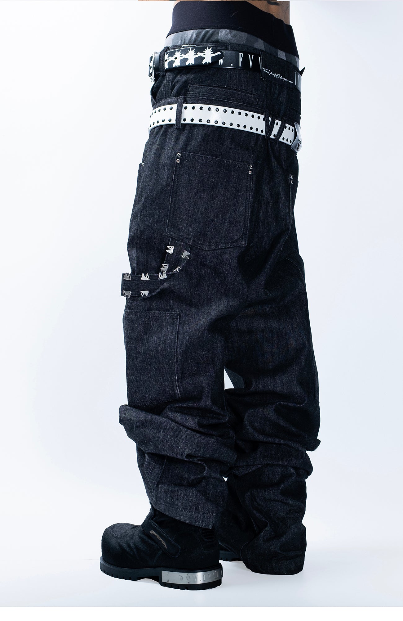 FVVO Skeleton Hand & Spikes Leather Belt