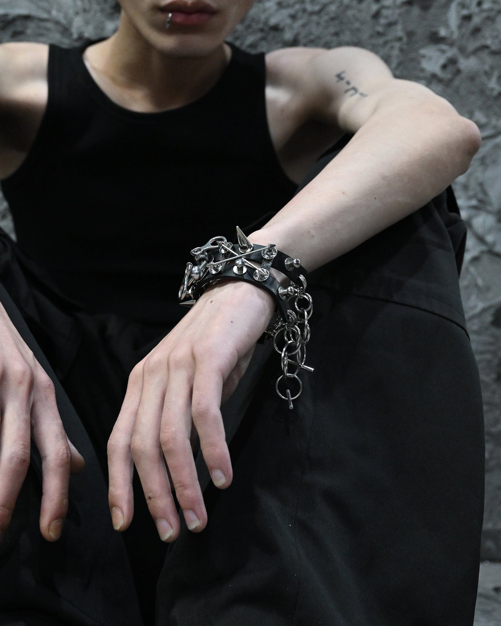 ILLUSORY Modern Hunter Adjustable Chain Rivet PU Bracelet, premium urban and streetwear designers apparel on PROJECTISR.com, ILLUSORY