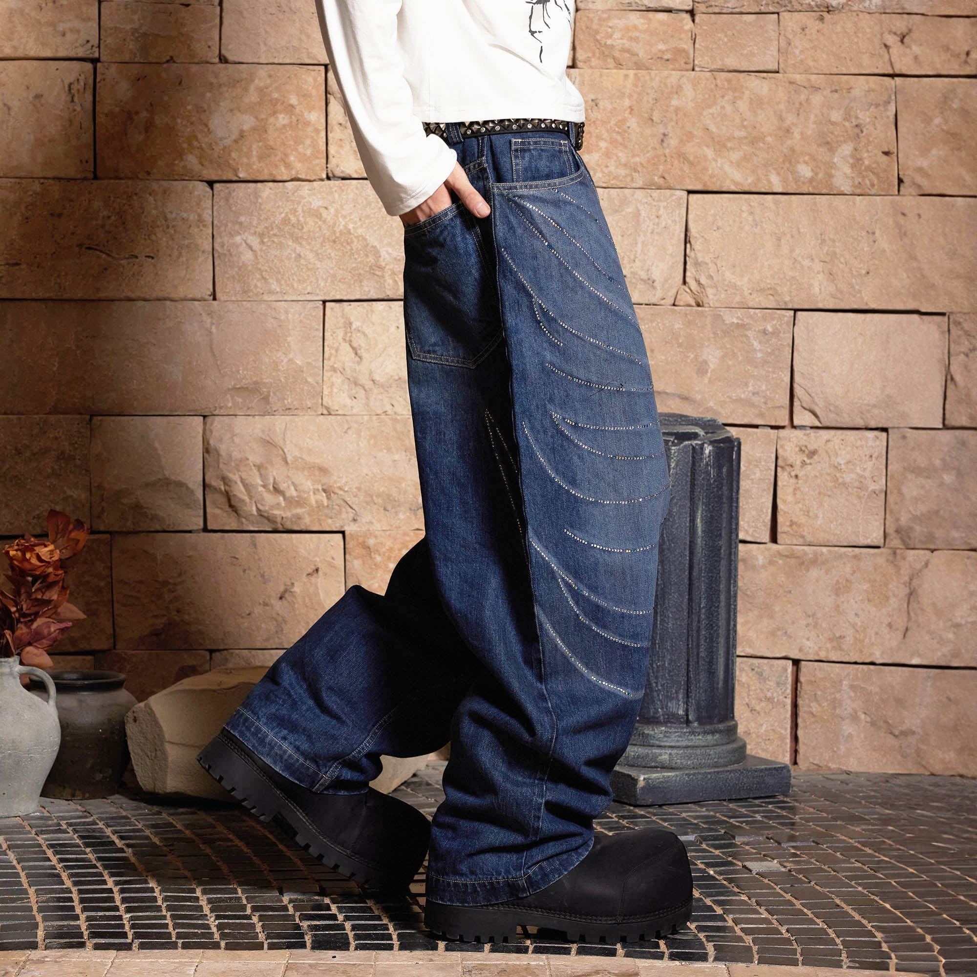 DND4DES Diamond Array Baggy Jeans, premium urban and streetwear designers apparel on PROJECTISR.com, DND4DES