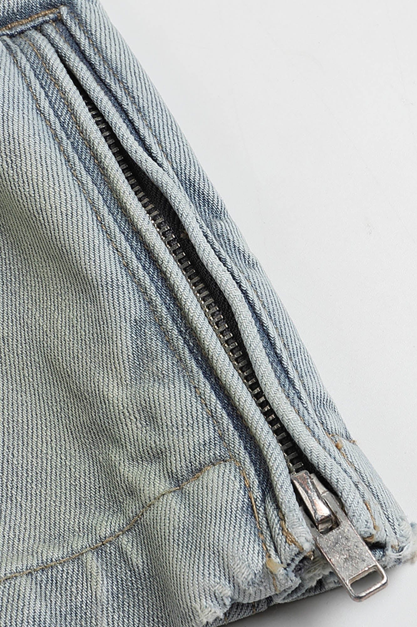 FACEONLAB Distressed Tie-Dye Ripped Biker Denim Jacket Blue, premium urban and streetwear designers apparel on PROJECTISR.com, FACEONLAB