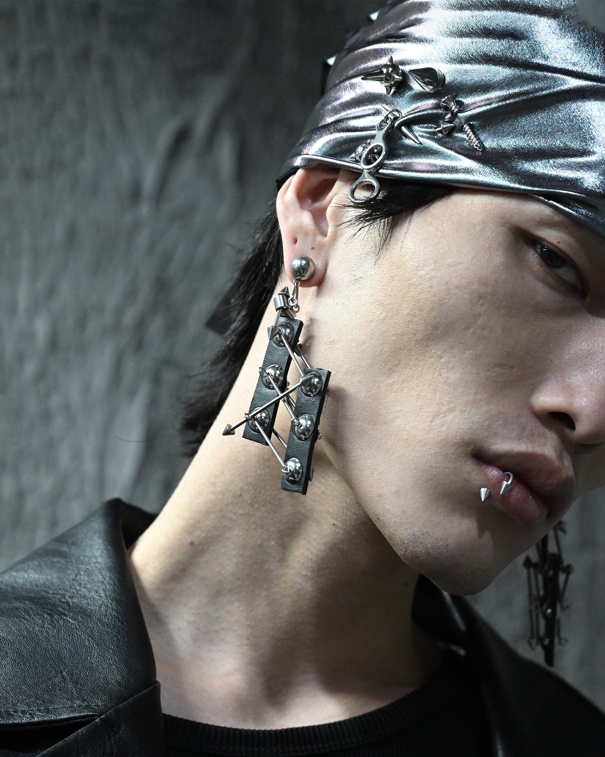ILLUSORY Modern Hunter Metallic-Bead PU Earring/ Ear Clip, premium urban and streetwear designers apparel on PROJECTISR.com, ILLUSORY