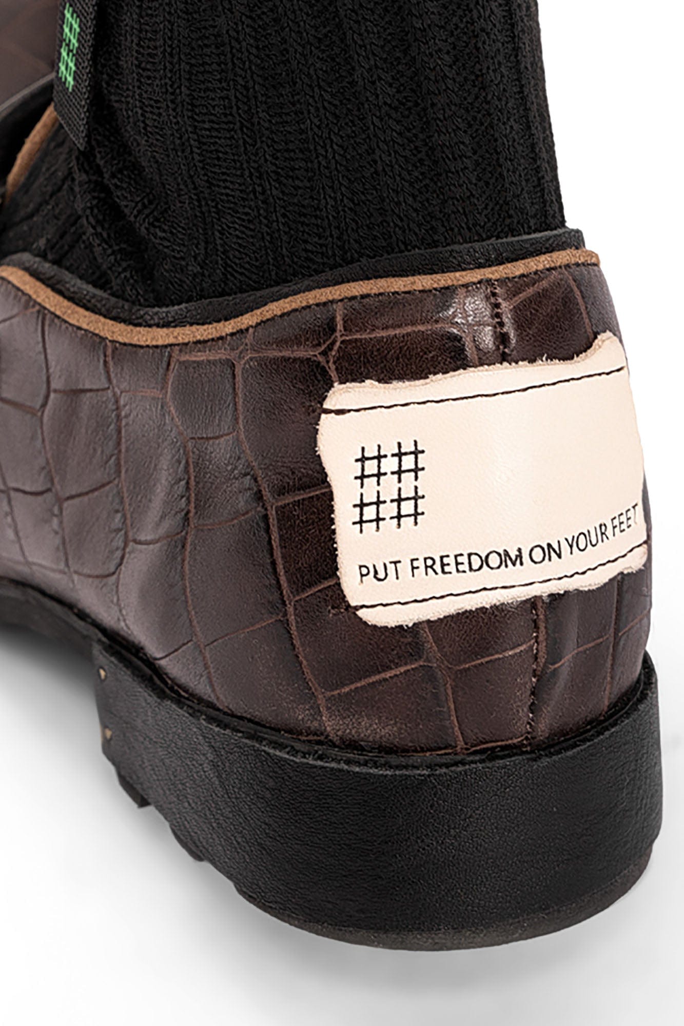 REWRITE Croc-Embossed Strap Loafers Brown, premium urban and streetwear designers apparel on PROJECTISR.com, REWRITE