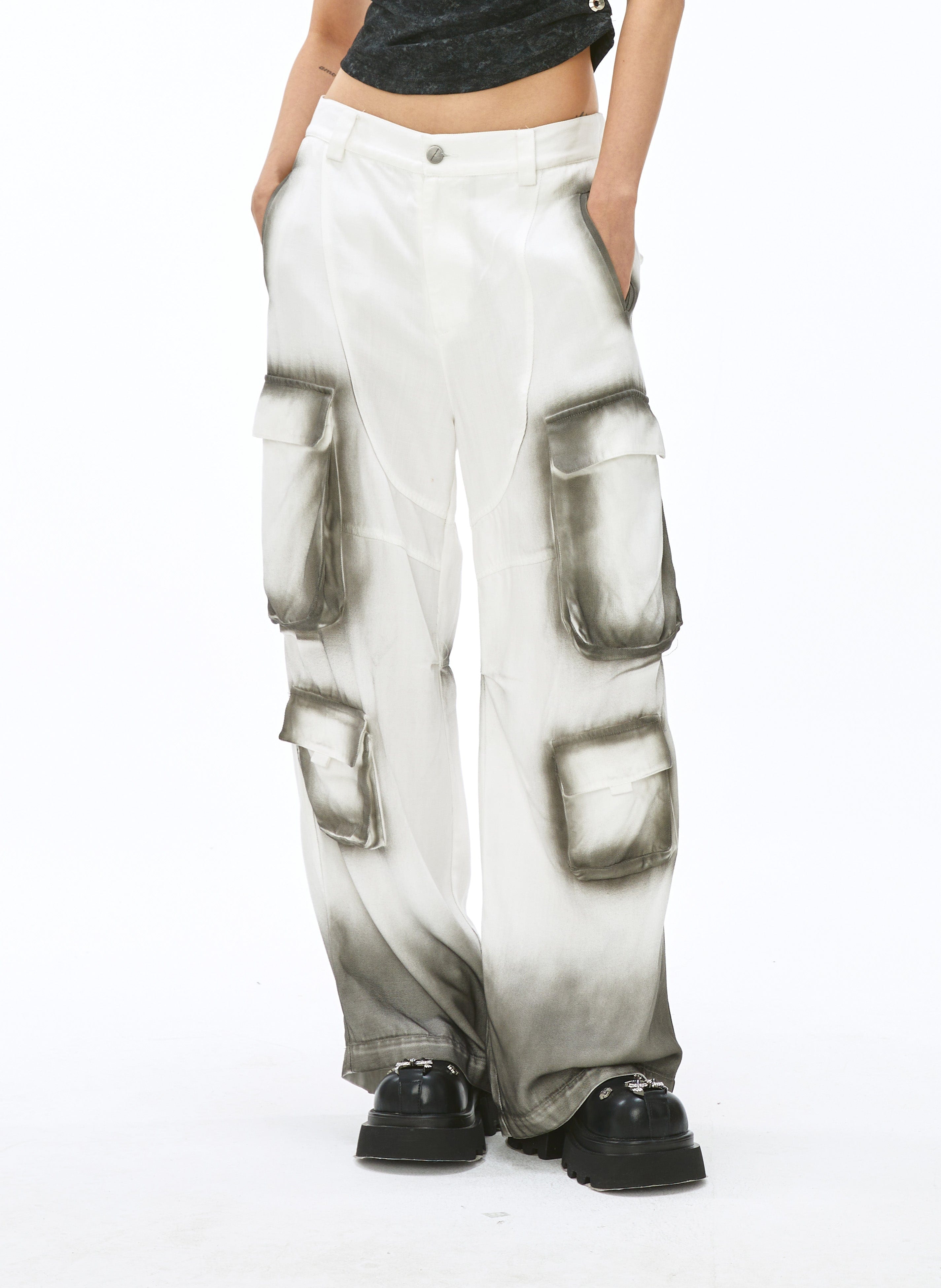 VANN VALRENCE Faded Spray-Dyed Multi-Pocket Cargo Pants, premium urban and streetwear designers apparel on PROJECTISR.com, VANN VALRENCE
