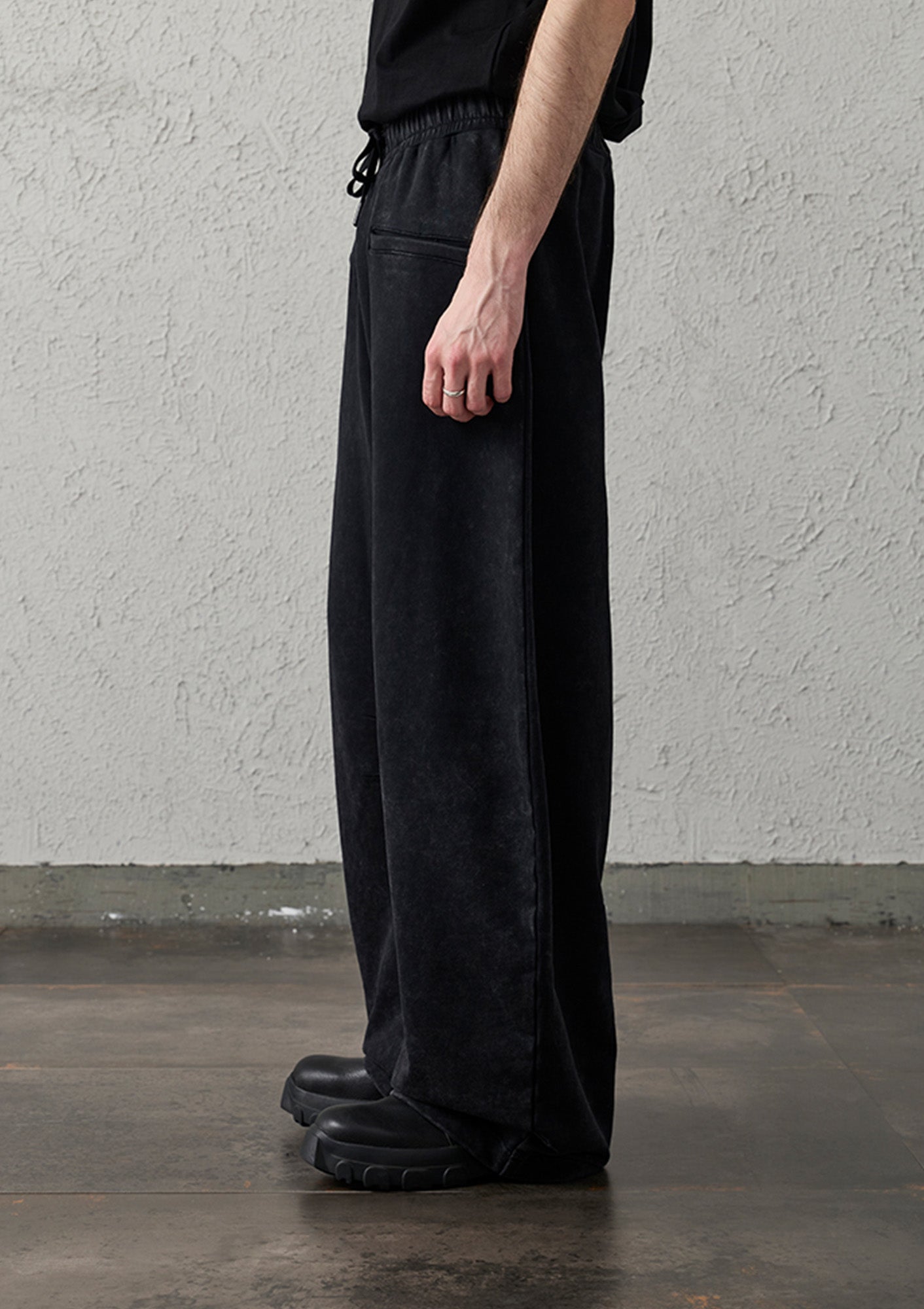 ORGANIC EMOTION Waxed-Wash Oversized Curved Pants, premium urban and streetwear designers apparel on PROJECTISR.com, ORGANIC EMOTION