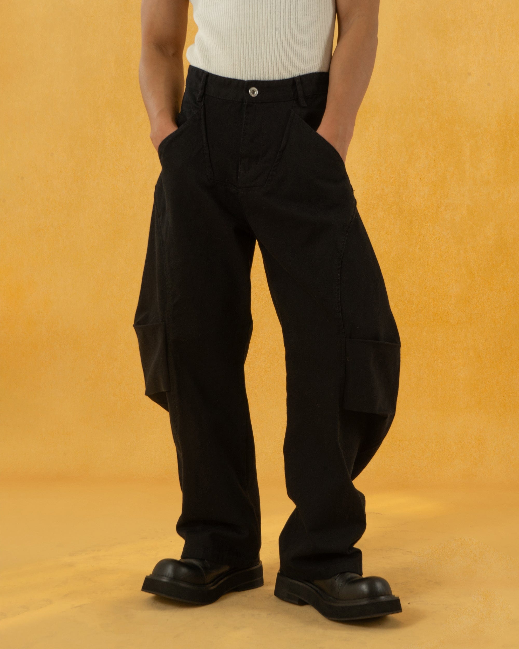 CLP Deconstructed Pleated Button Wide-Leg Pants, premium urban and streetwear designers apparel on PROJECTISR.com, CLP