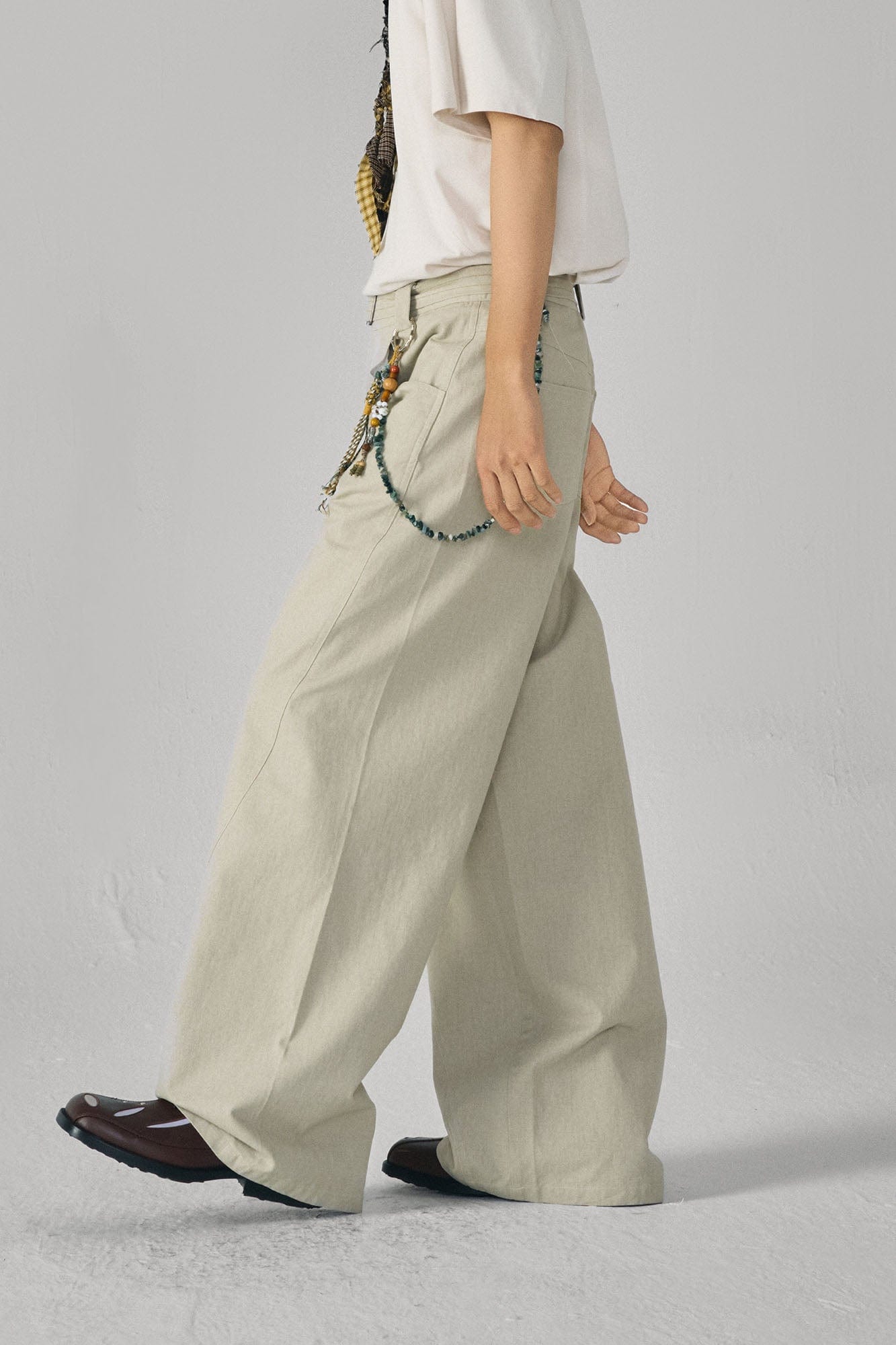 GONGHE REPUB Arc Spliced Strap Belt Pants, premium urban and streetwear designers apparel on PROJECTISR.com, GONGHE REPUB