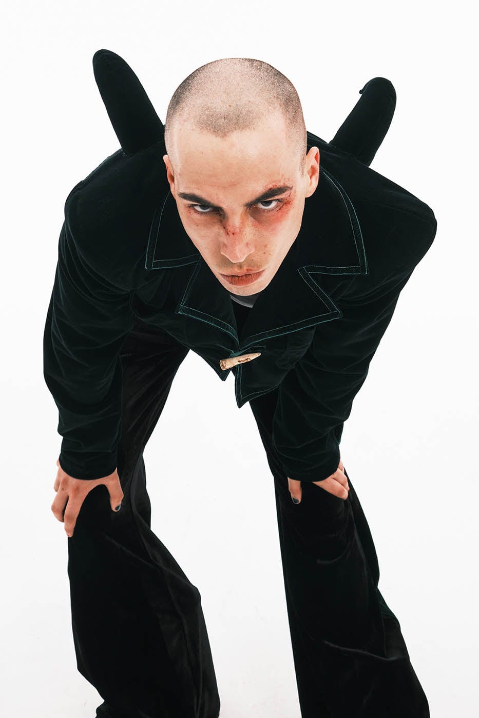 EMBRYO Devil Horned Velvet Cropped Jacket, premium urban and streetwear designers apparel on PROJECTISR.com, EMBRYO
