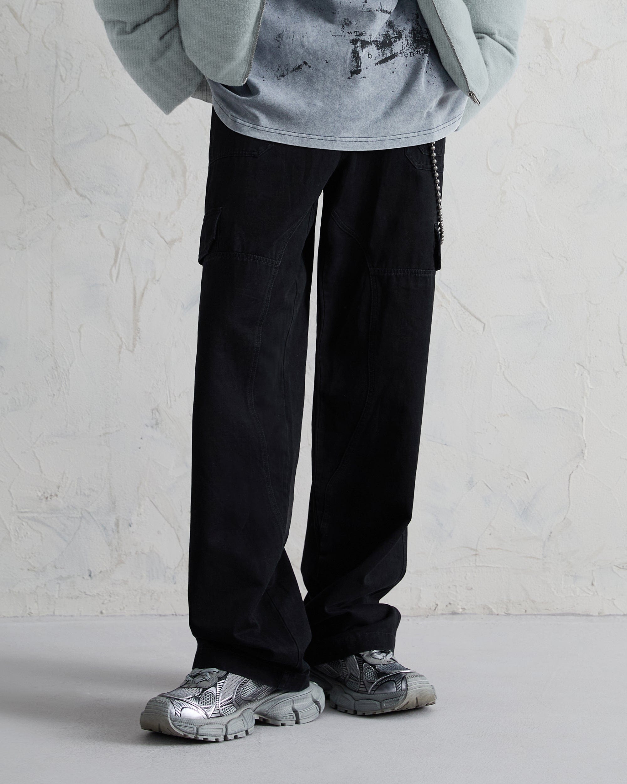 ORGANIC EMOTION Deconstructed Layered-pocket Button Pants, premium urban and streetwear designers apparel on PROJECTISR.com, ORGANIC EMOTION