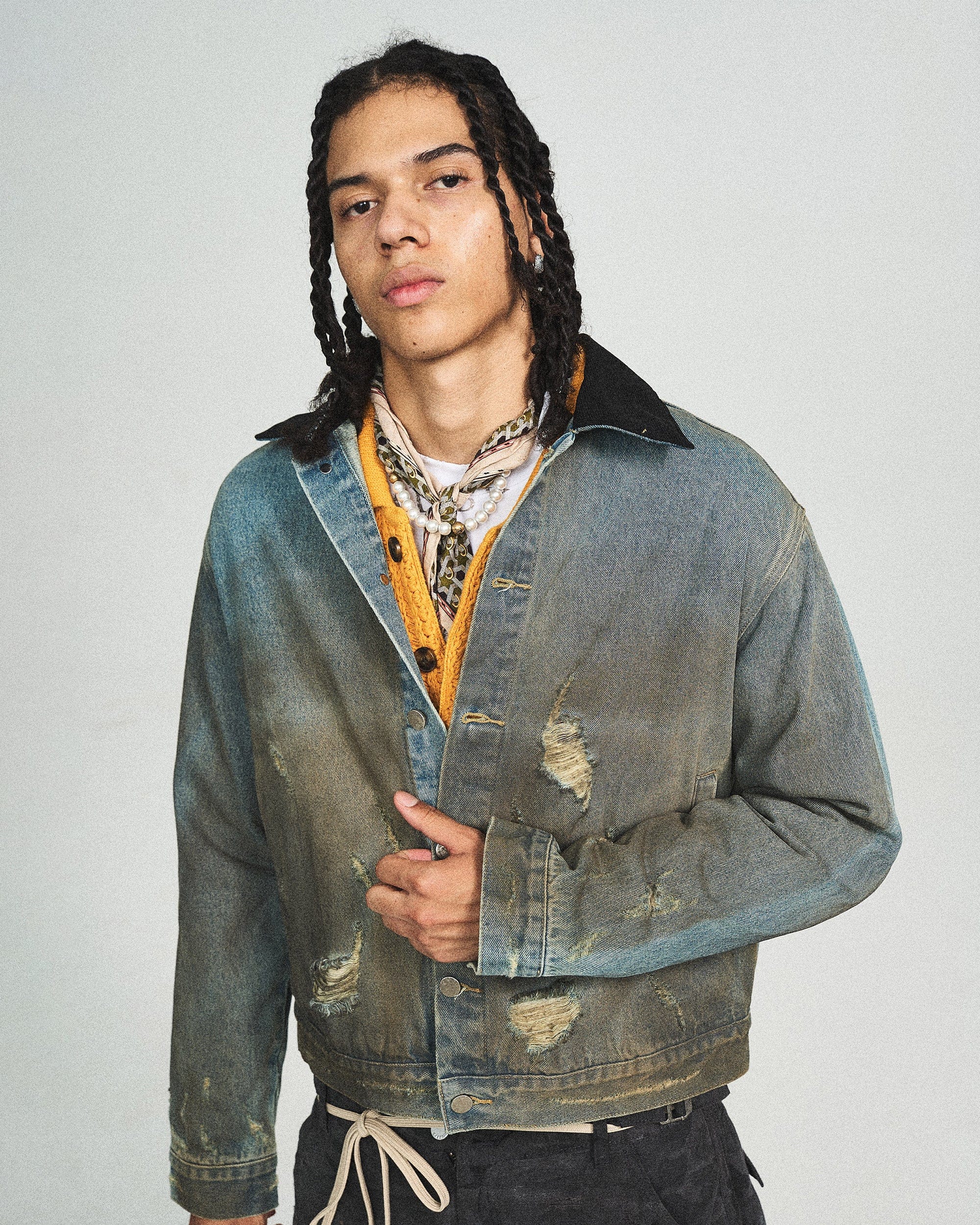 STEEPC Distressed Washed Denim Jacket, premium urban and streetwear designers apparel on PROJECTISR.com, STEEPC