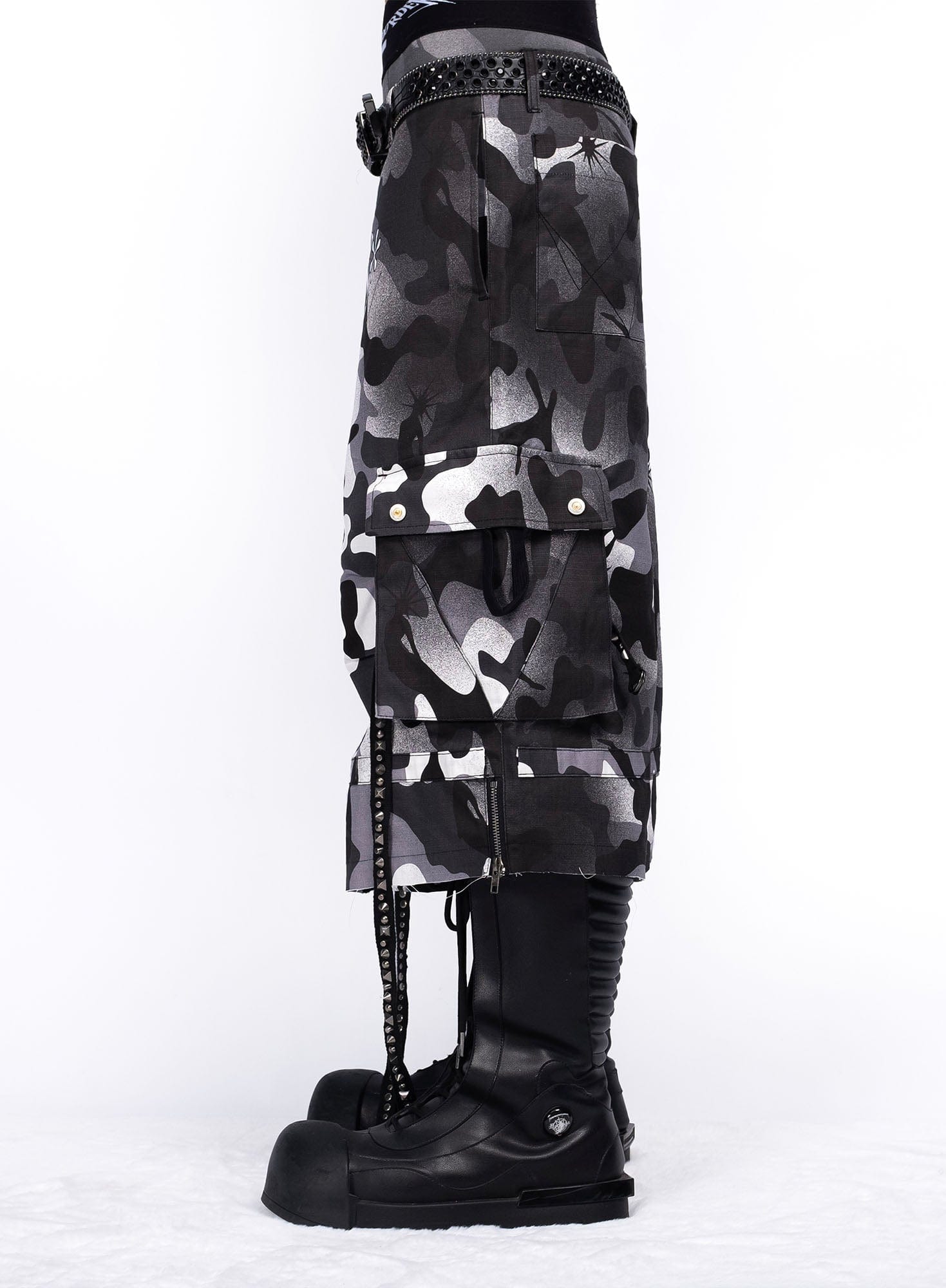FVVO Distressed Rivet Strap Cargo Shorts Camo, premium urban and streetwear designers apparel on PROJECTISR.com, FVVO