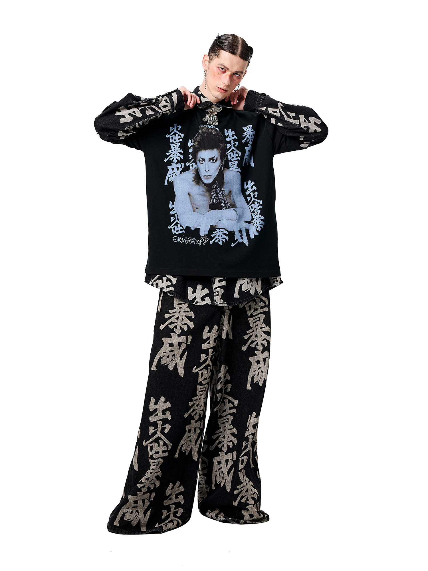 ERISSTOFF Retro David Bowie Portrait Graphic Oversized T-Shirt