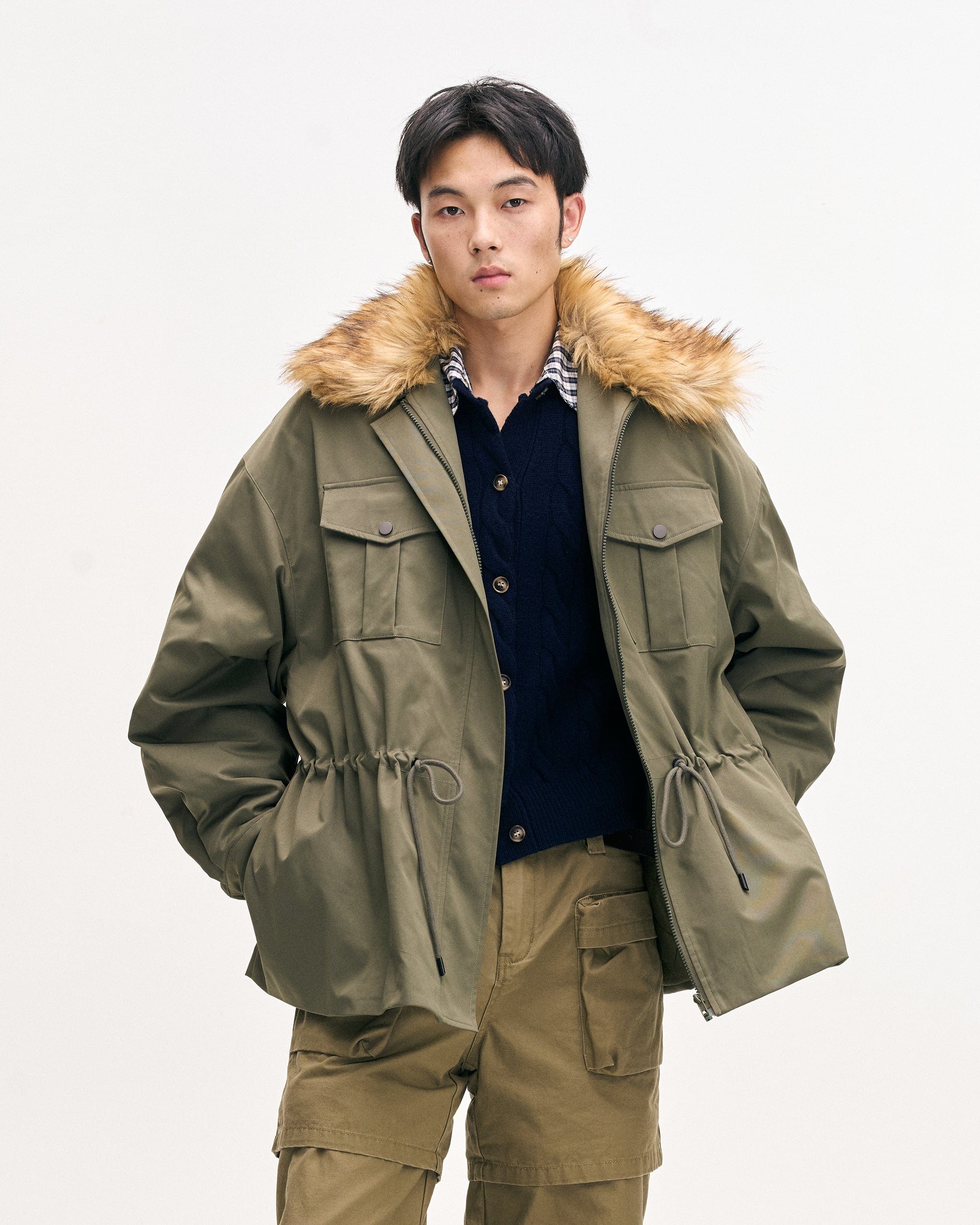 LEONSENSE Classic Detachable Faux-Fur Collar Parka Coat, premium urban and streetwear designers apparel on PROJECTISR.com, LEONSENSE
