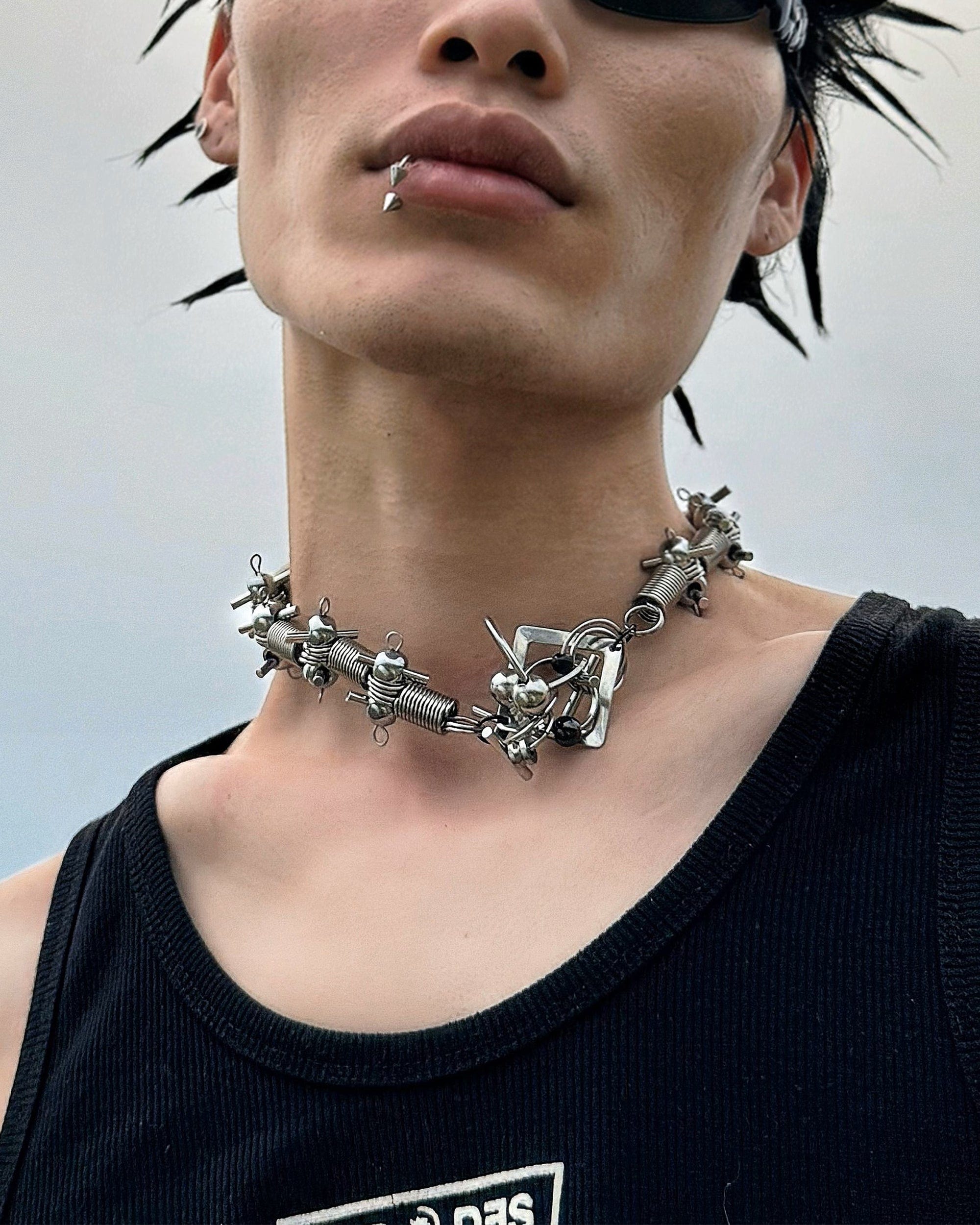 ILLUSORY Ex Machina Mechanical Rivet Necklace, premium urban and streetwear designers apparel on PROJECTISR.com, ILLUSORY