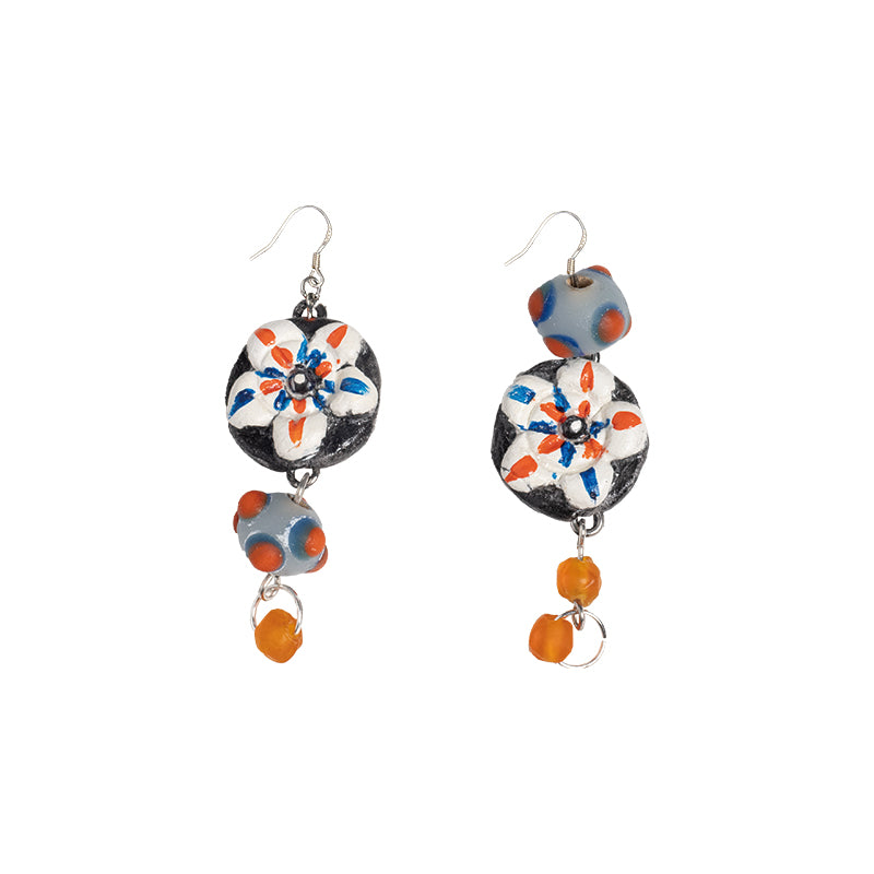 NERHI Tribal Clay Charm-Drop Earrings
