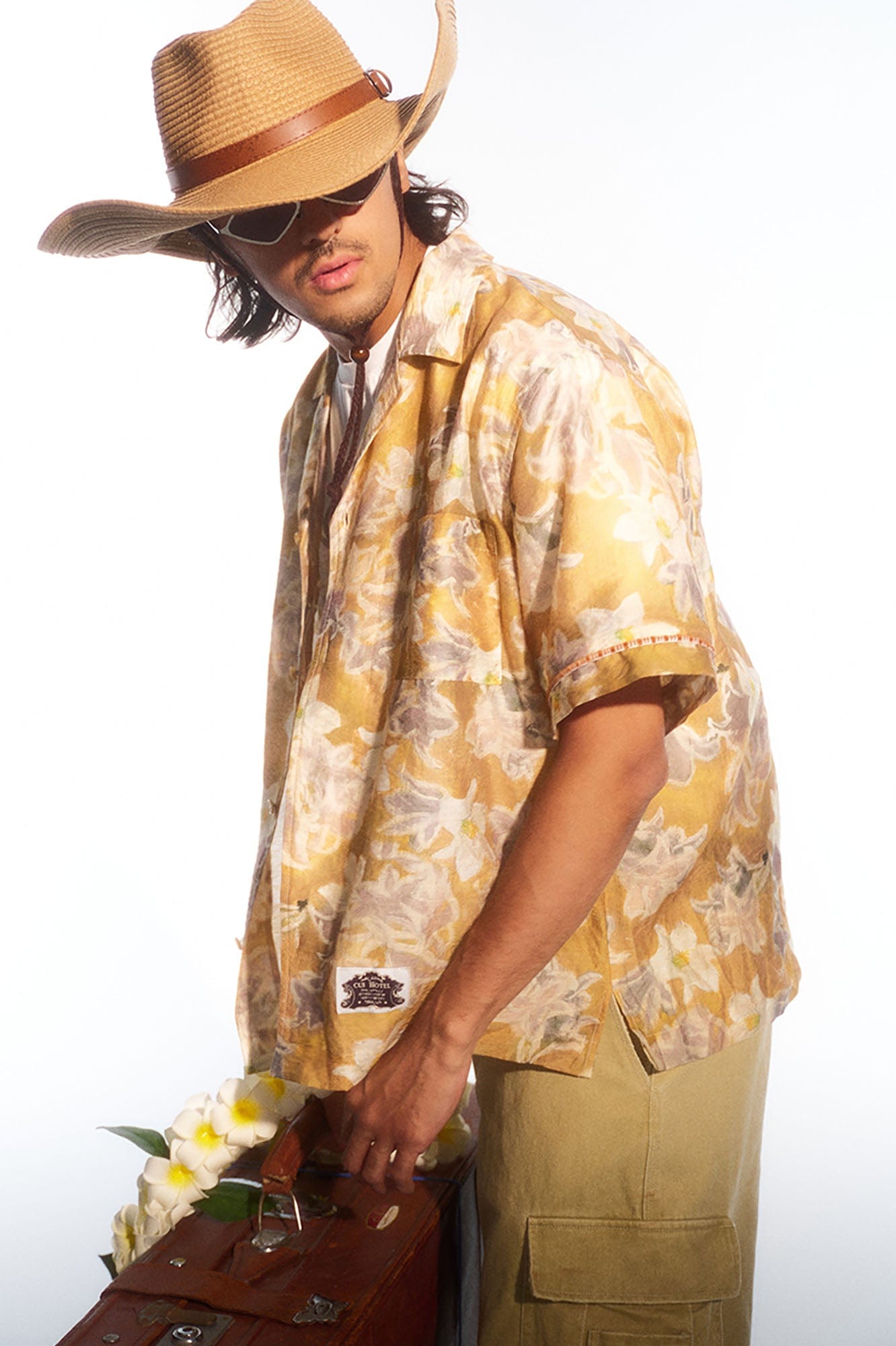 TRECLUB Floral Full-Print Cuban Half Shirt, premium urban and streetwear designers apparel on PROJECTISR.com, TRECLUB