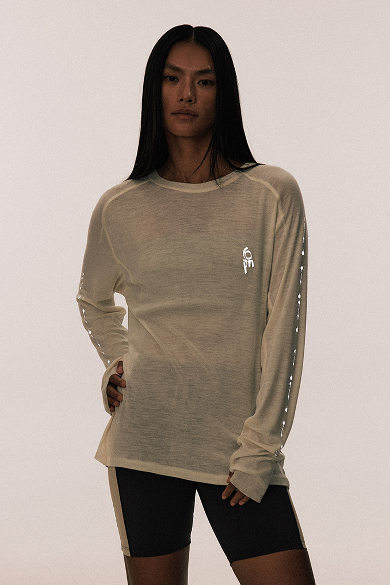 CONPCONP Cosmic Echo Graphic Long-Sleeve Tee White