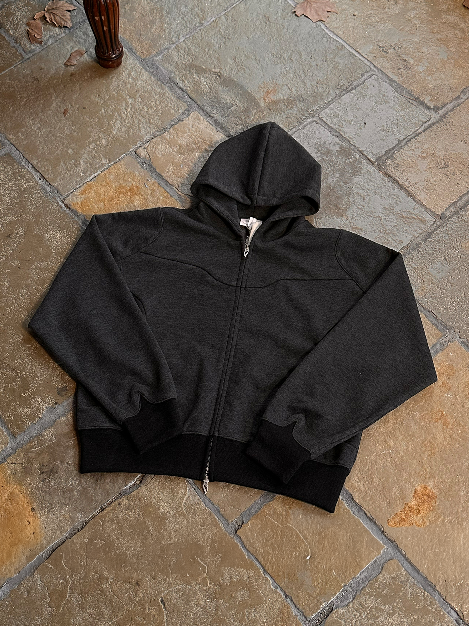 ESAIAS Wool Blend Panel Boxy Hooded Jacket