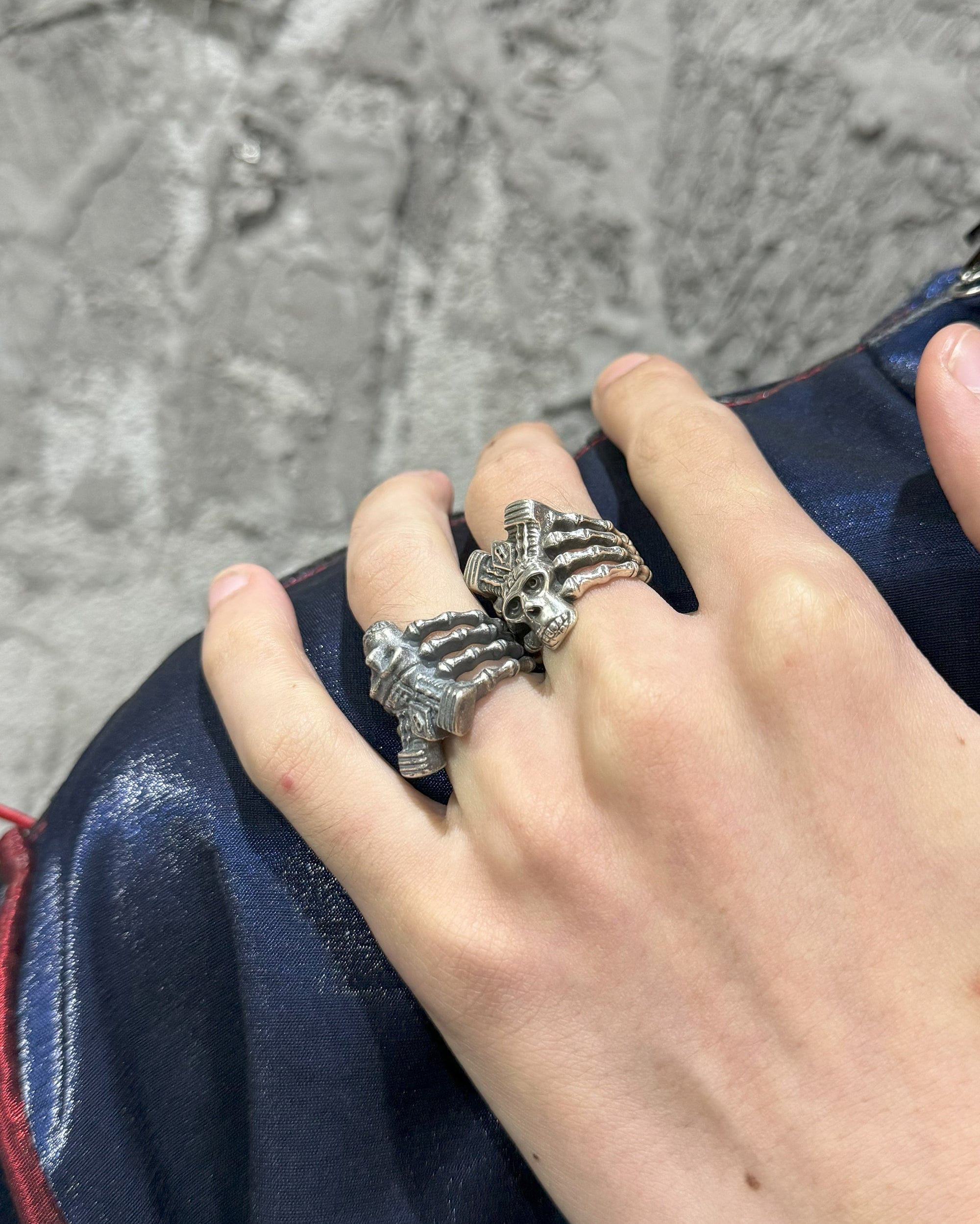 ILLUSORY Demon Skull Finger Skeleton Ring, premium urban and streetwear designers apparel on PROJECTISR.com, ILLUSORY