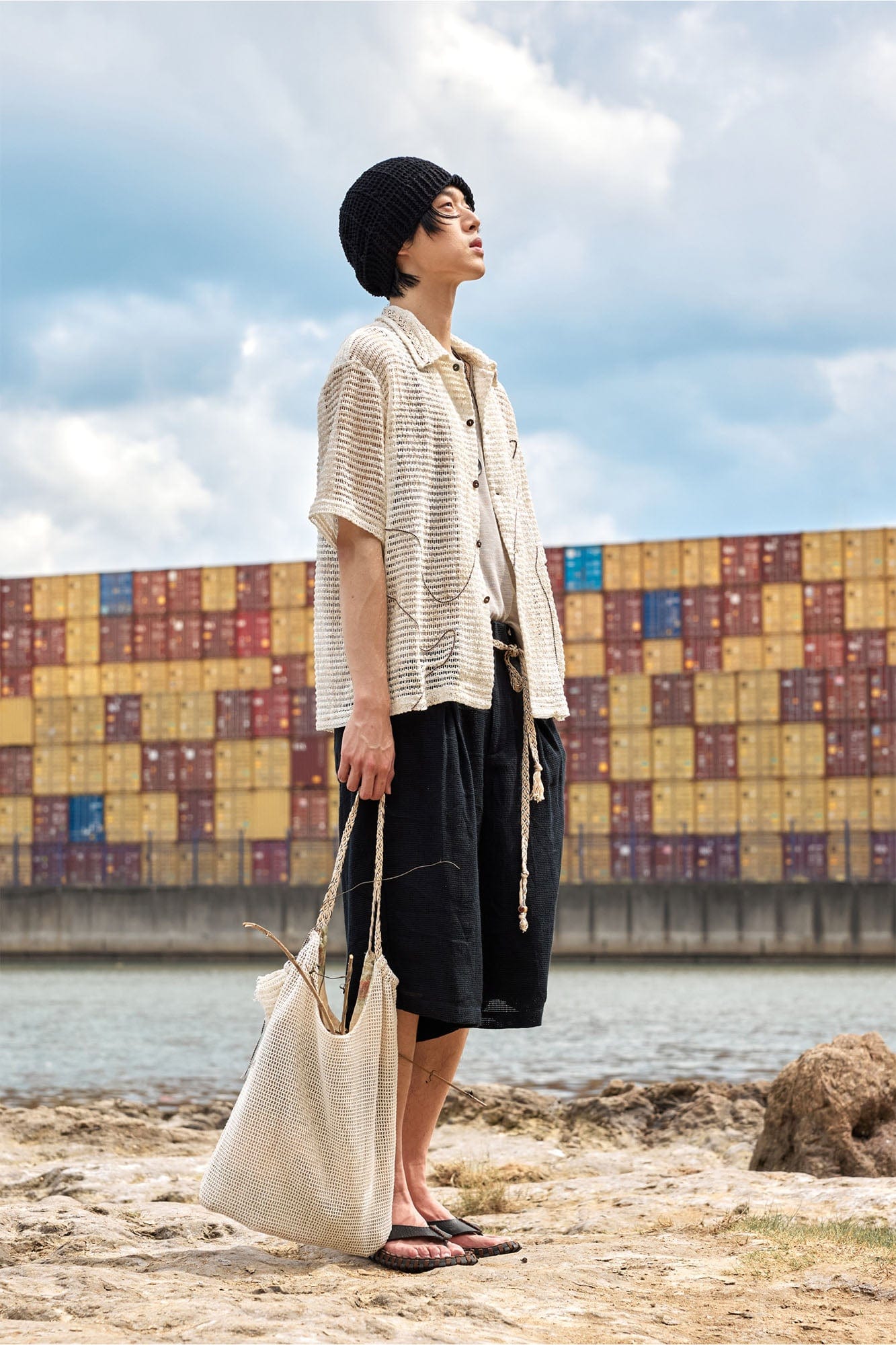 ALVNG AR ANTS Textured Mesh Pleated Braided Tassel Belt Shorts, premium urban and streetwear designers apparel on PROJECTISR.com, ALVNG AR ANTS