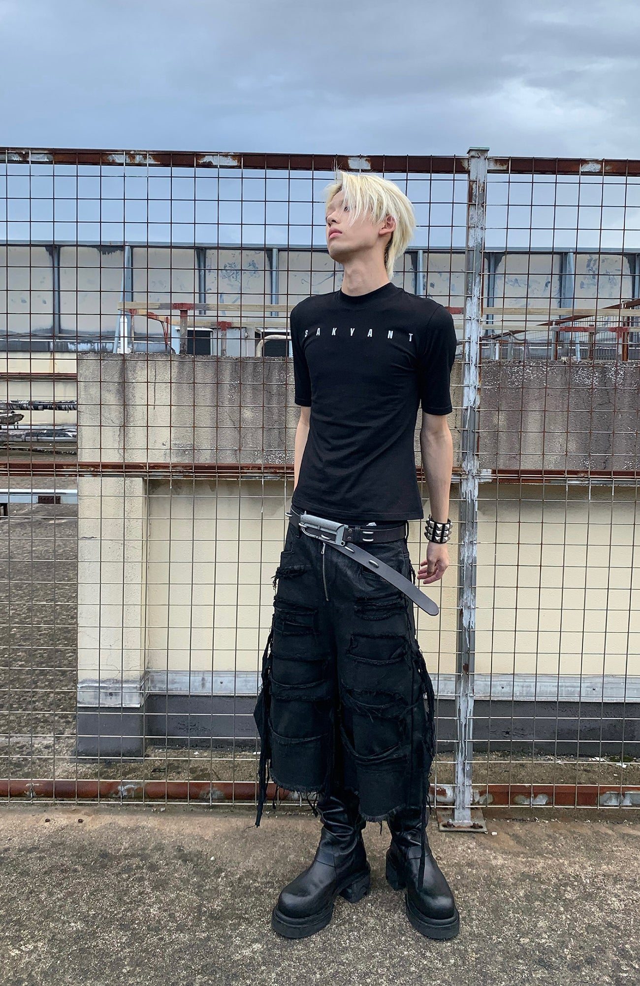 REBEL WAVE Military Buckle Leather Belt