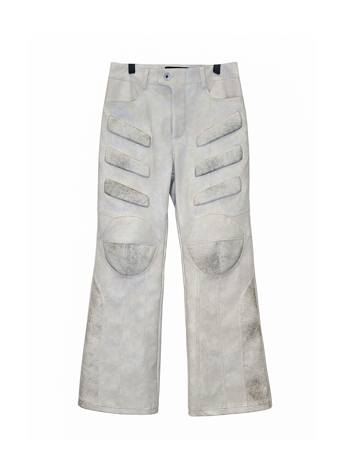 FACEONLAB Panel Armored Faux Leather Biker Pants White, premium urban and streetwear designers apparel on PROJECTISR.com, FACEONLAB