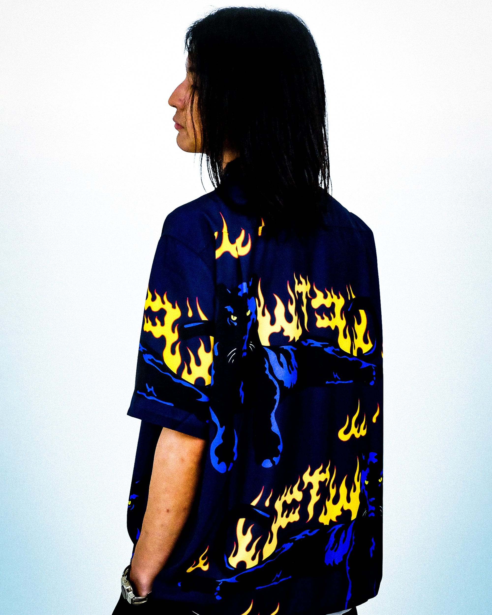WCC Flaming Panther Half-Shirt, premium urban and streetwear designers apparel on PROJECTISR.com, WCC