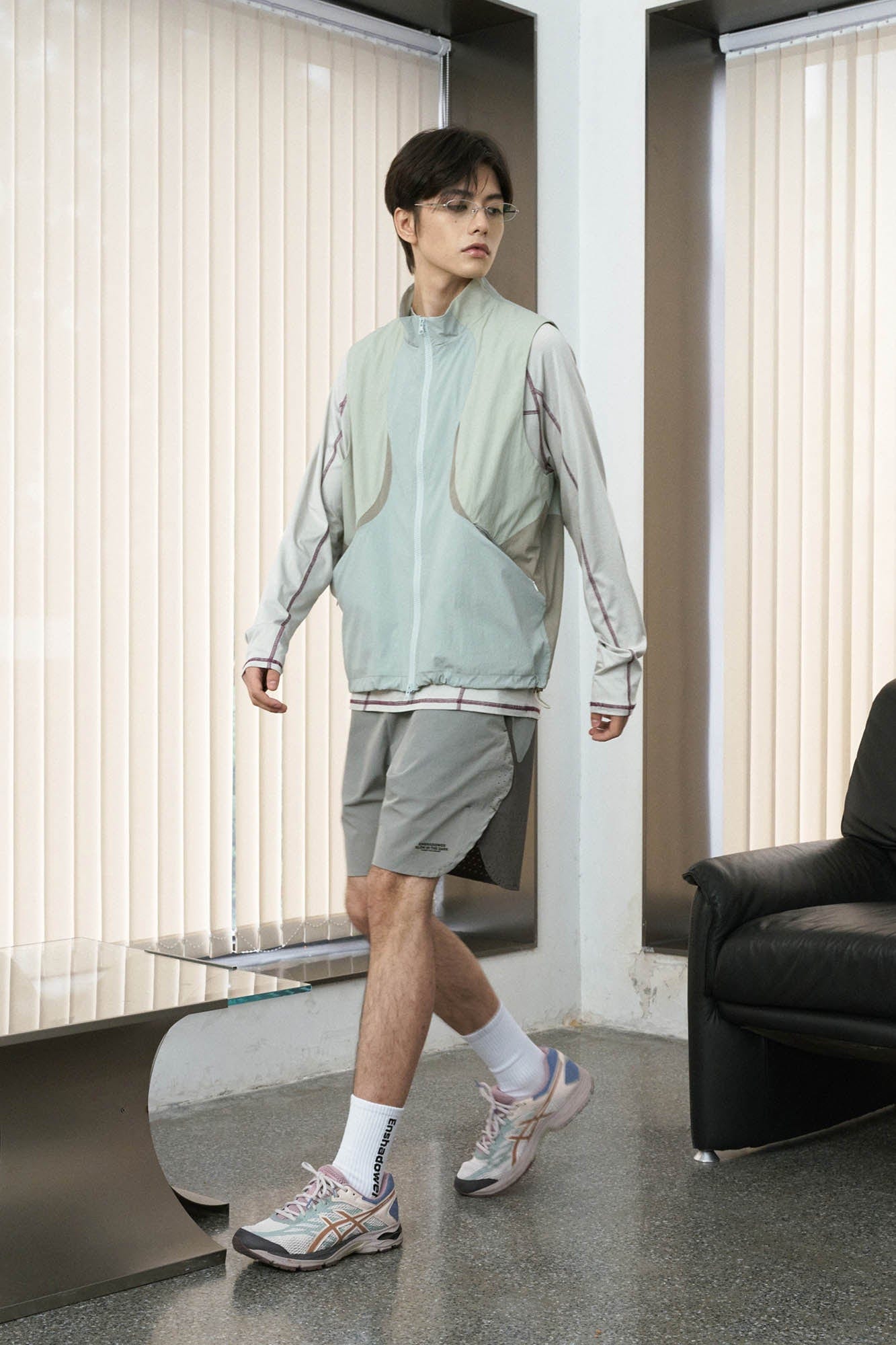 ENSHADOWER Contrast Arc Spliced Drawstring Vest, premium urban and streetwear designers apparel on PROJECTISR.com, ENSHADOWER