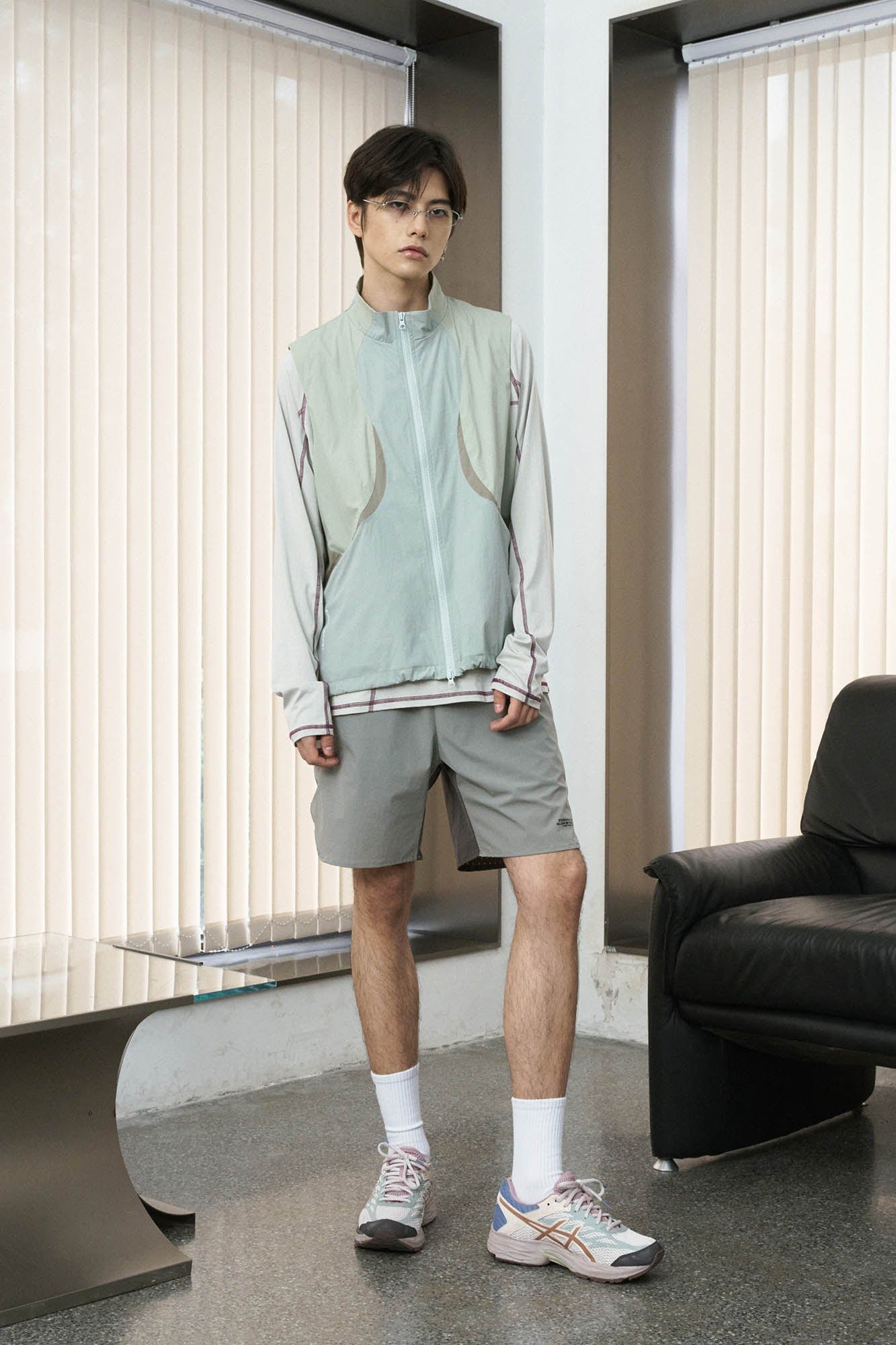 ENSHADOWER Contrast Arc Spliced Drawstring Vest, premium urban and streetwear designers apparel on PROJECTISR.com, ENSHADOWER