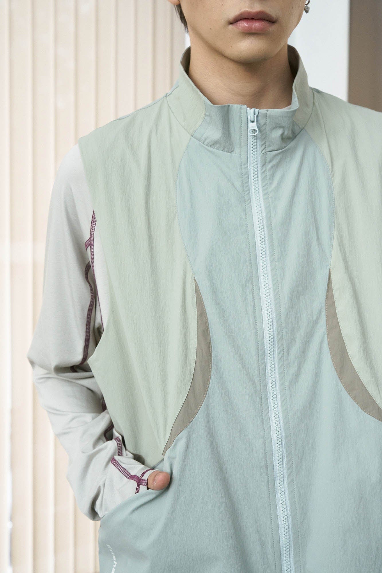 ENSHADOWER Contrast Arc Spliced Drawstring Vest, premium urban and streetwear designers apparel on PROJECTISR.com, ENSHADOWER