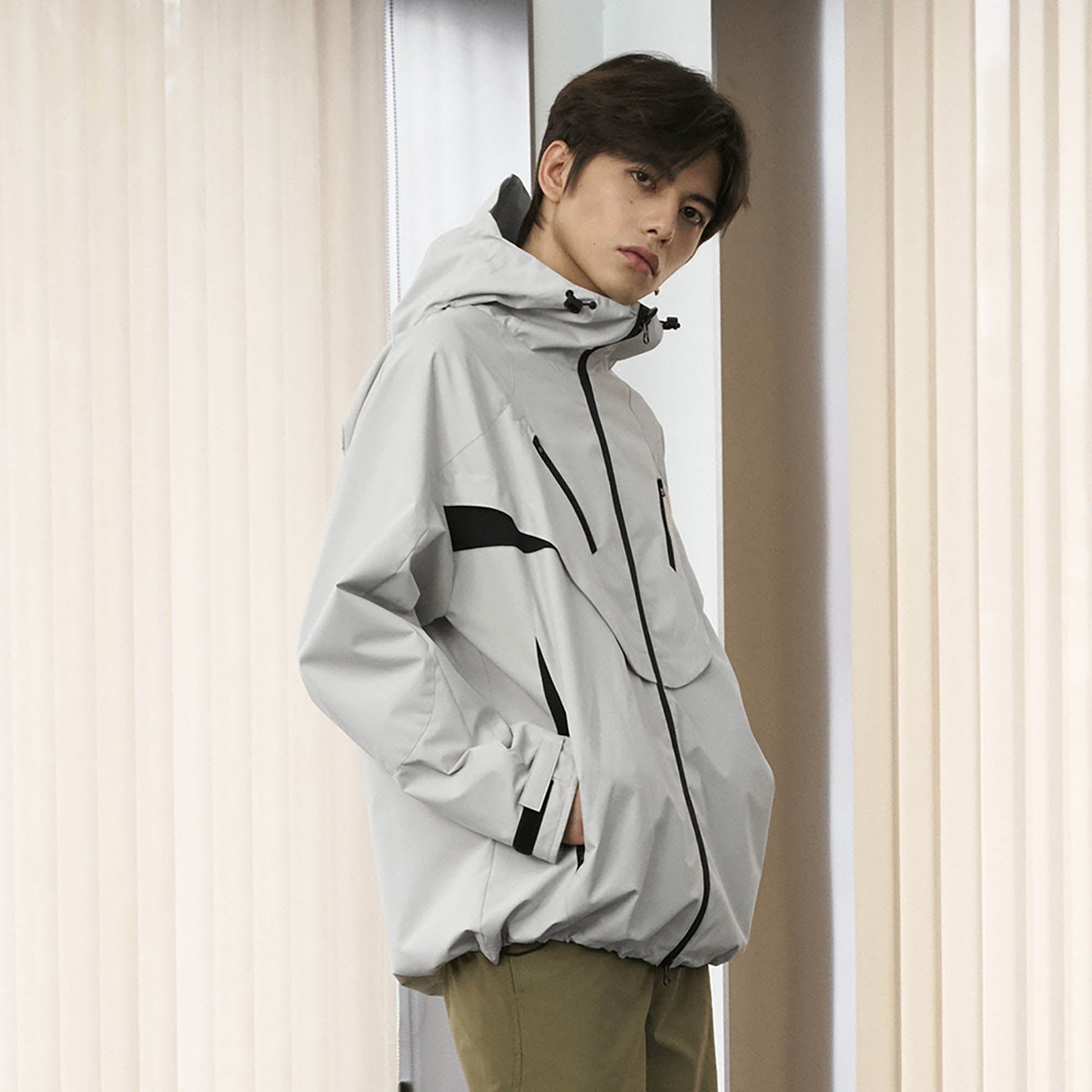 ENSHADOWER Dotted Spliced Mesh Windbreaker, premium urban and streetwear designers apparel on PROJECTISR.com, ENSHADOWER