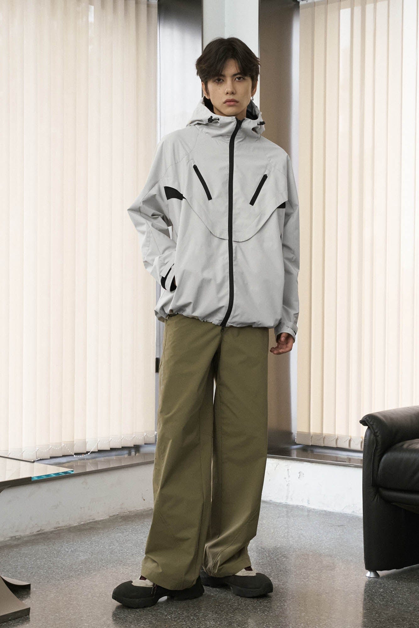 ENSHADOWER Dotted Spliced Mesh Windbreaker, premium urban and streetwear designers apparel on PROJECTISR.com, ENSHADOWER