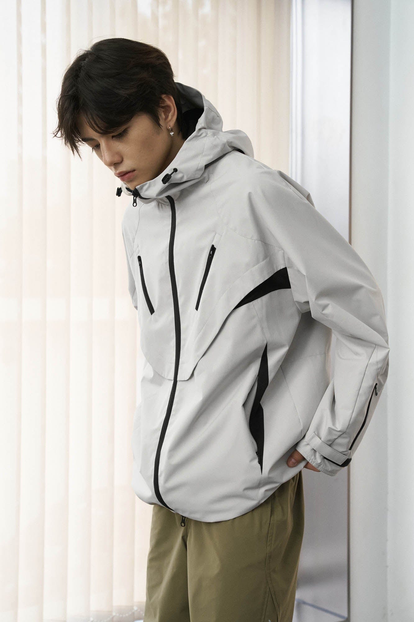 ENSHADOWER Dotted Spliced Mesh Windbreaker, premium urban and streetwear designers apparel on PROJECTISR.com, ENSHADOWER