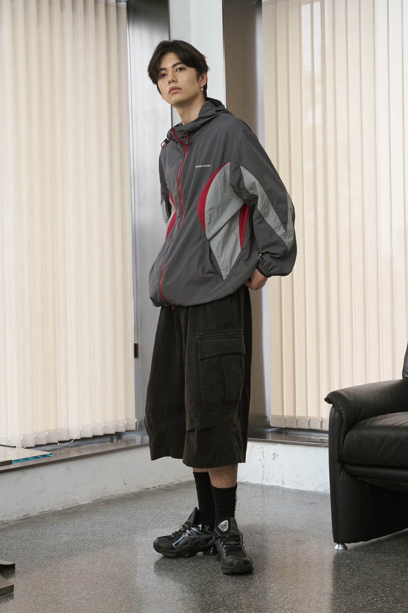 ENSHADOWER Spliced Mesh UV Protection Drawstring Jacket, premium urban and streetwear designers apparel on PROJECTISR.com, ENSHADOWER