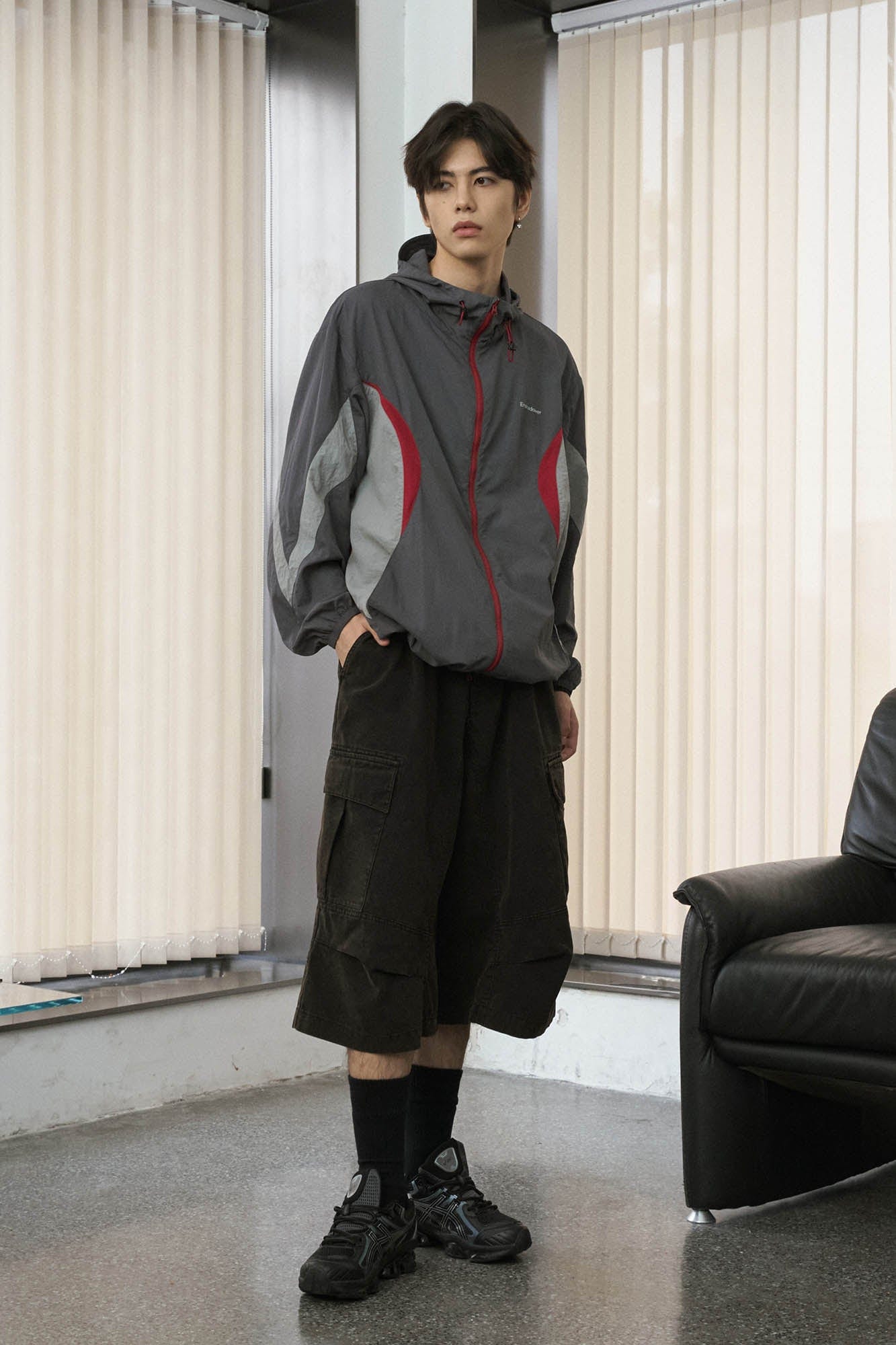 ENSHADOWER Spliced Mesh UV Protection Drawstring Jacket, premium urban and streetwear designers apparel on PROJECTISR.com, ENSHADOWER
