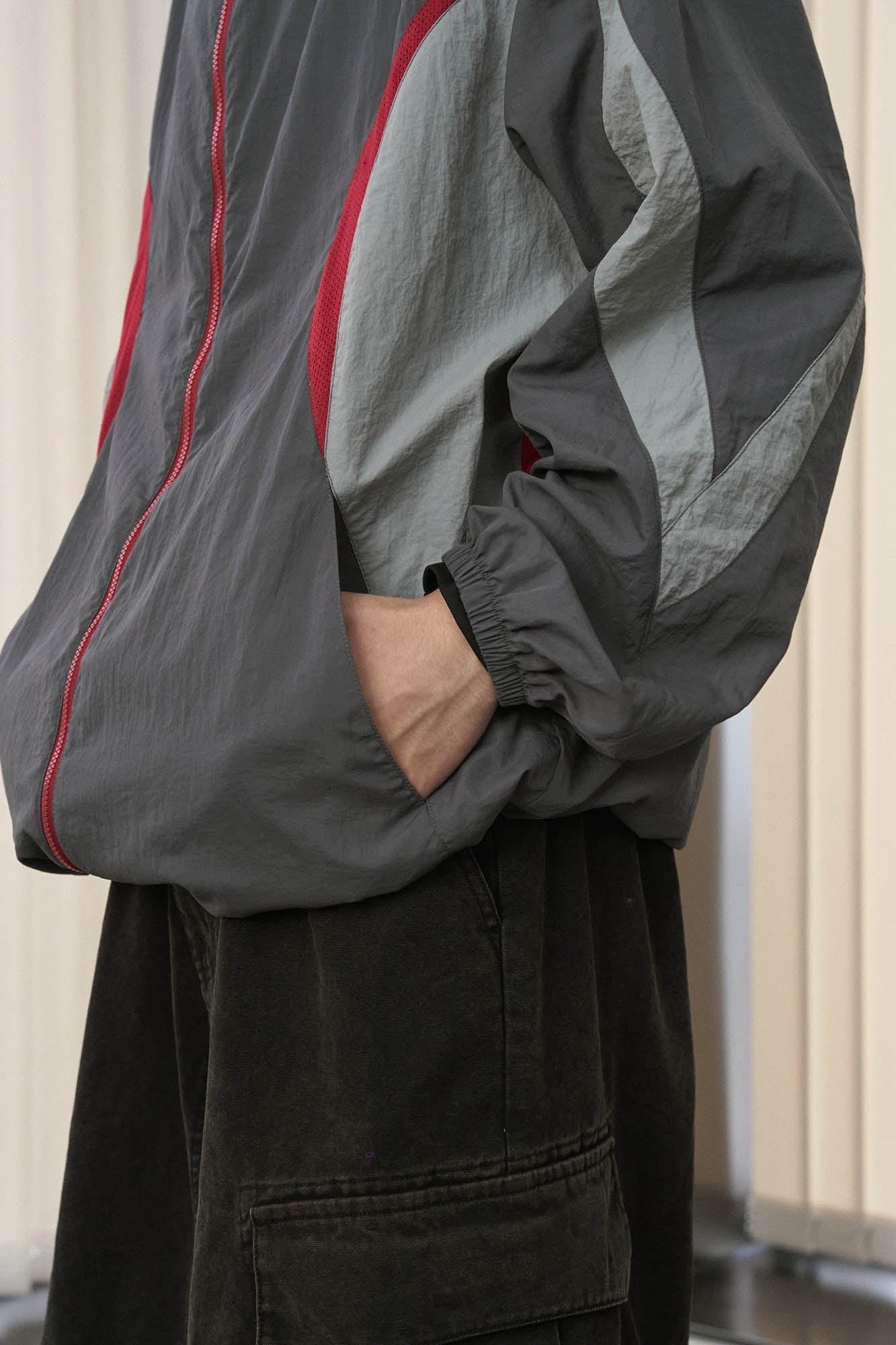 ENSHADOWER Spliced Mesh UV Protection Drawstring Jacket, premium urban and streetwear designers apparel on PROJECTISR.com, ENSHADOWER