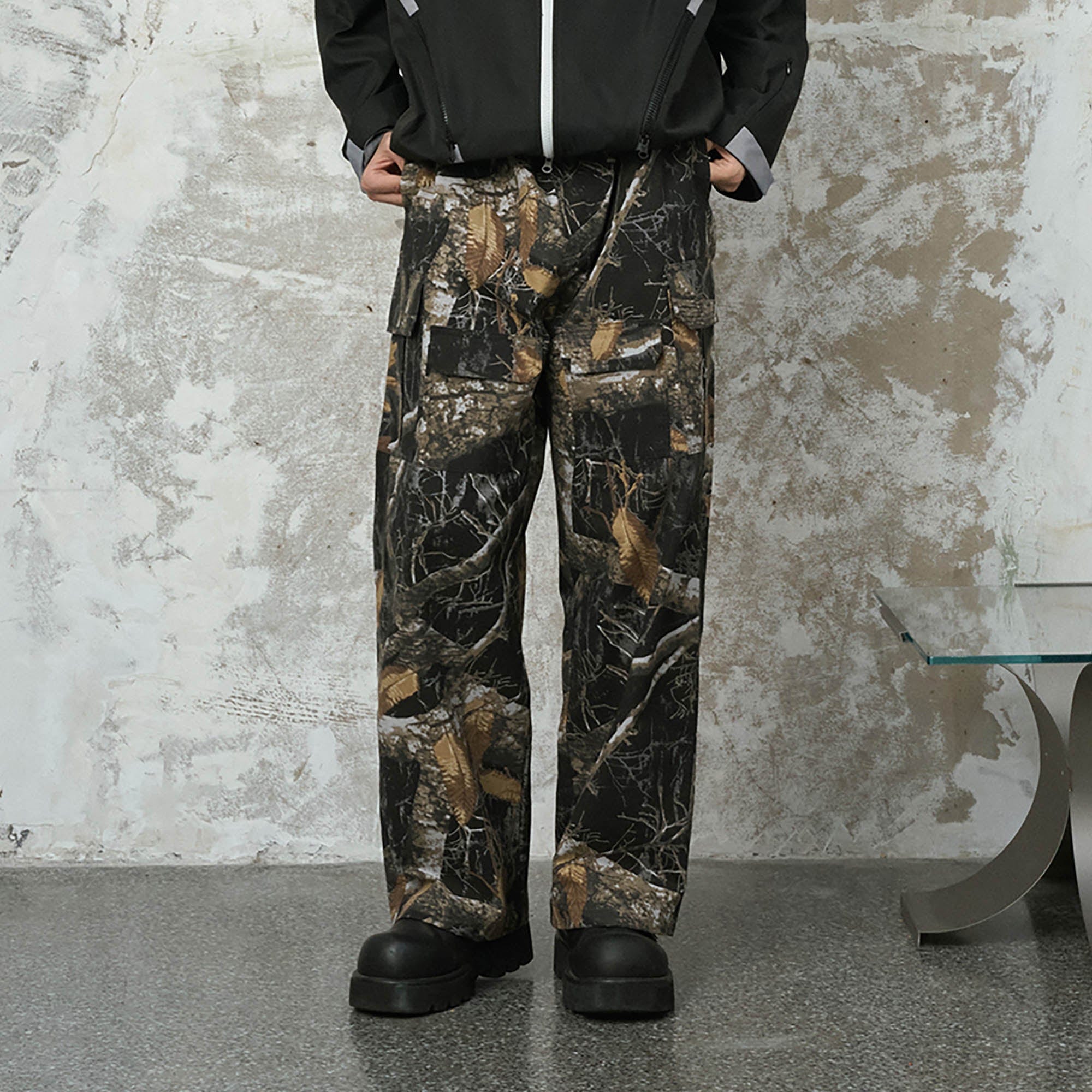 ENSHADOWER Branch Camo Multi-Pocket Straight-Leg Pants, premium urban and streetwear designers apparel on PROJECTISR.com, ENSHADOWER