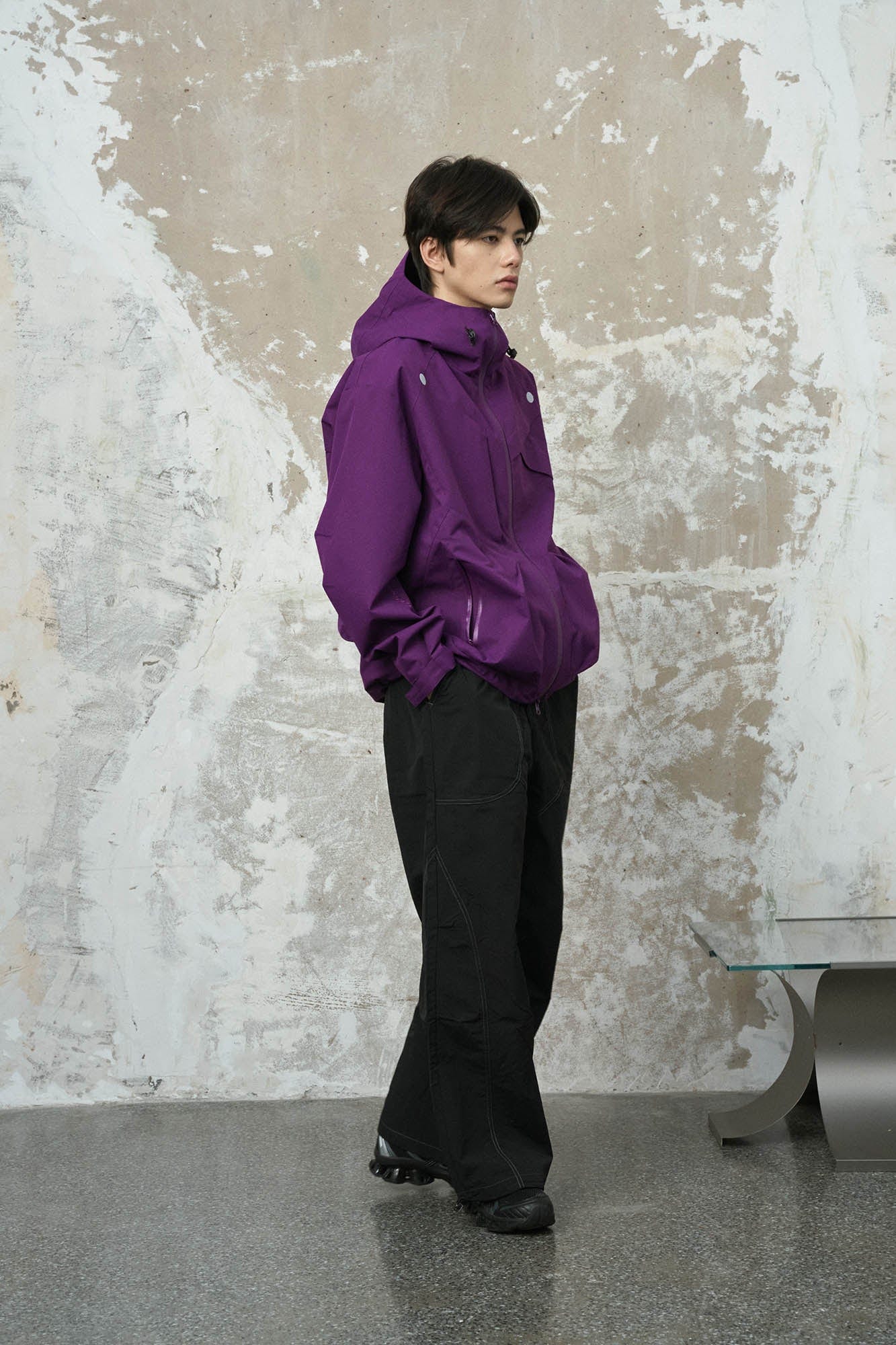ENSHADOWER Asymmetrical Spliced Drawstring Splash-Proof Windbreaker, premium urban and streetwear designers apparel on PROJECTISR.com, ENSHADOWER