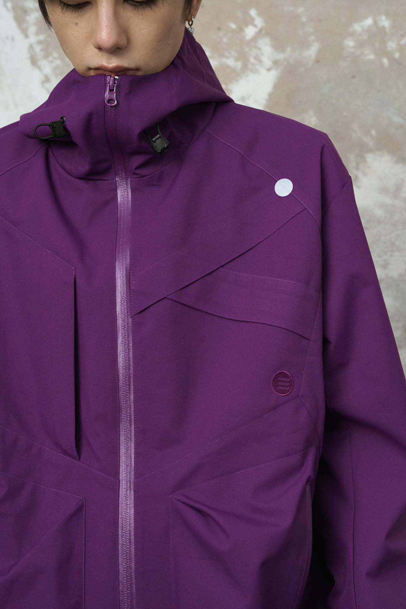 ENSHADOWER Asymmetrical Spliced Drawstring Splash-Proof Windbreaker, premium urban and streetwear designers apparel on PROJECTISR.com, ENSHADOWER