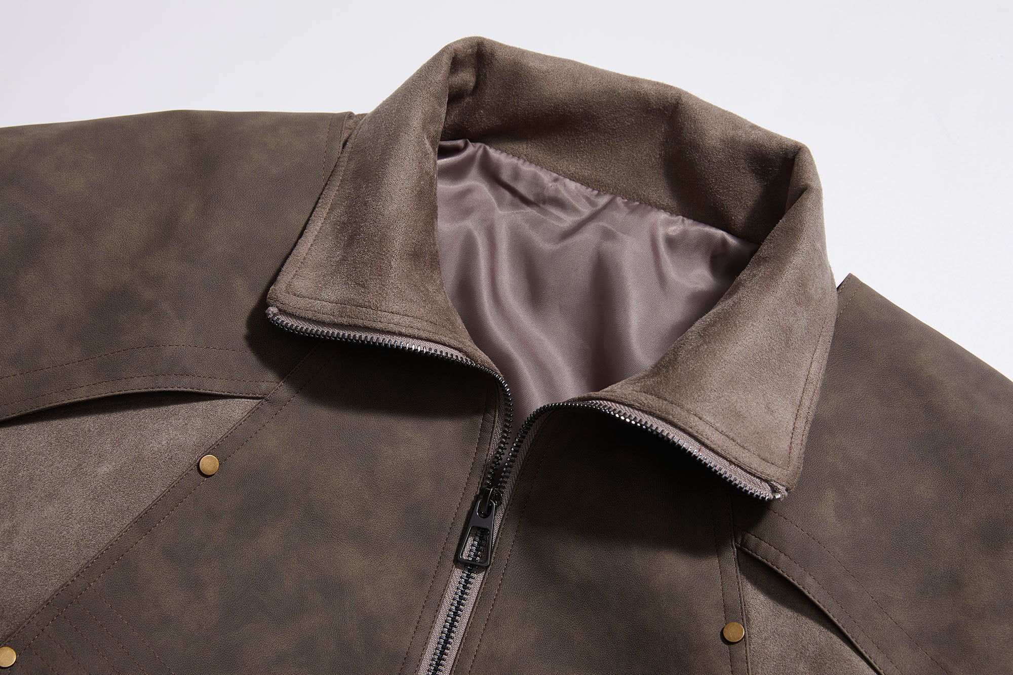 ERROR CODE ROBOT Armored Layered PU & Suede Panel Jacket, premium urban and streetwear designers apparel on PROJECTISR.com, ERROR CODE ROBOT