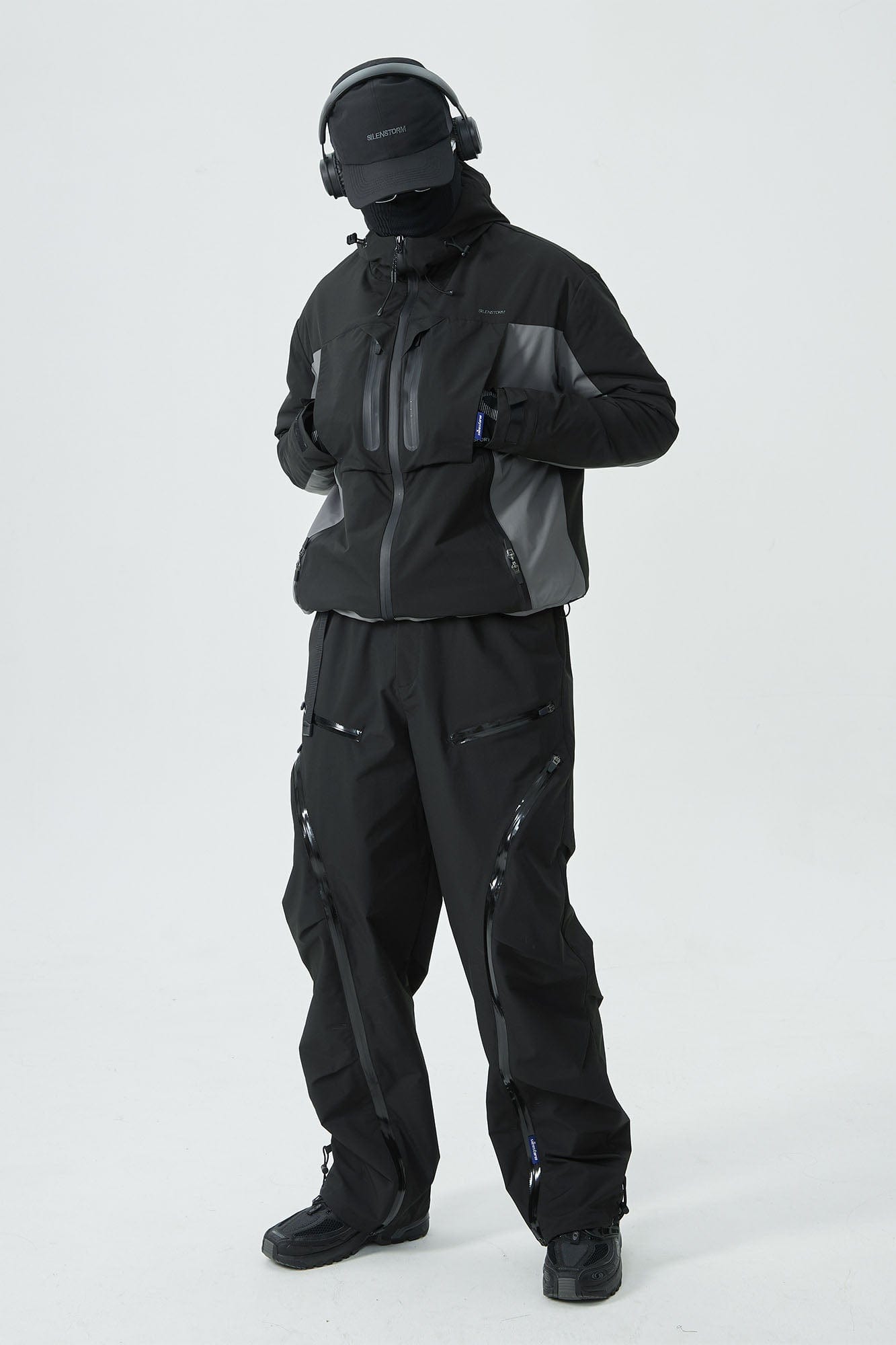 SILENSTORM Arc-Zip Crinkled Water-Repellent Utility Pants, premium urban and streetwear designers apparel on PROJECTISR.com, SILENSTORM