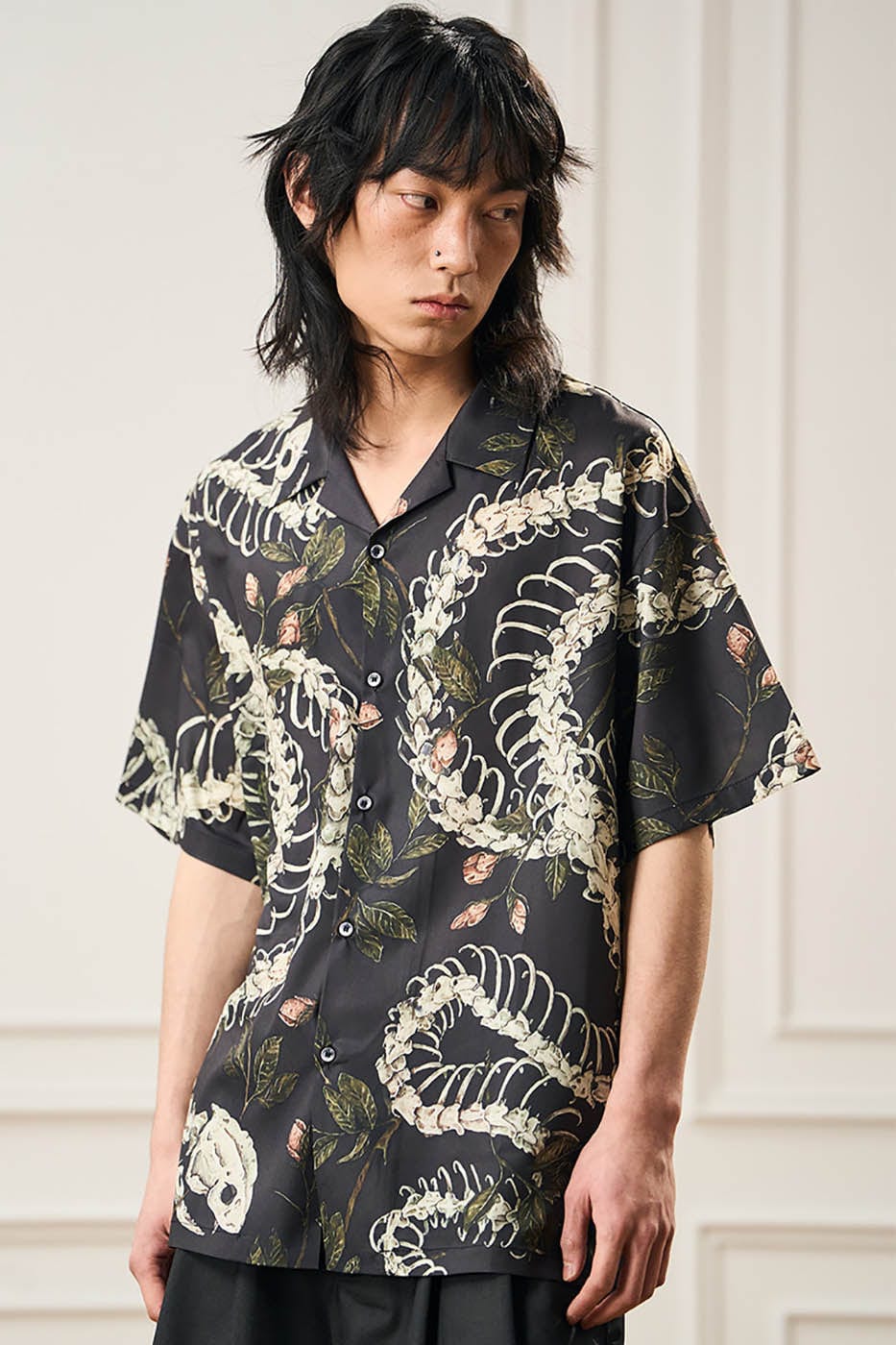 EPIC POETRY Floral Serpent Skeleton Half Shirt, premium urban and streetwear designers apparel on PROJECTISR.com, EPIC POETRY