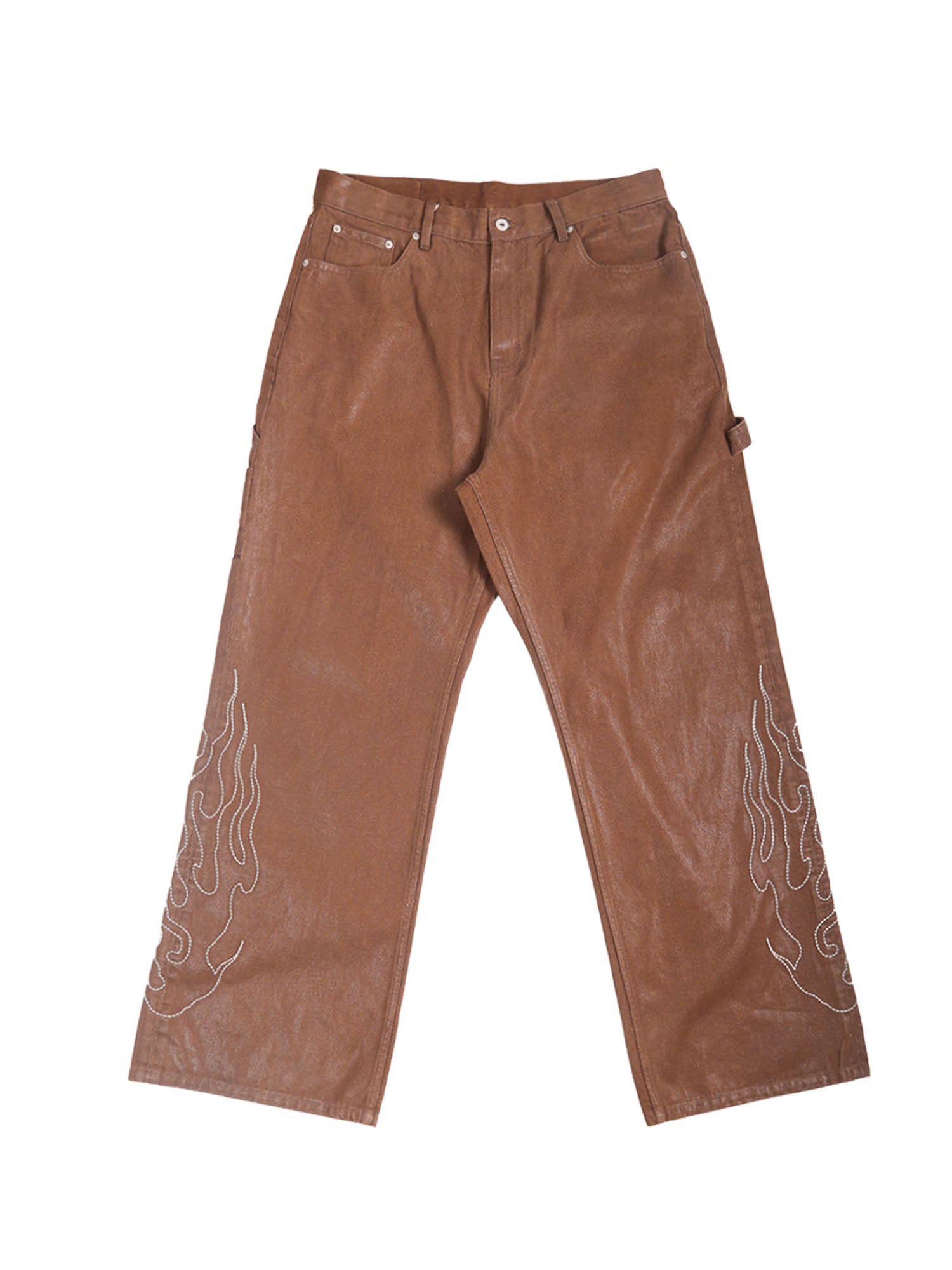 TRECLUB Waxed Flame Embroidery Jeans