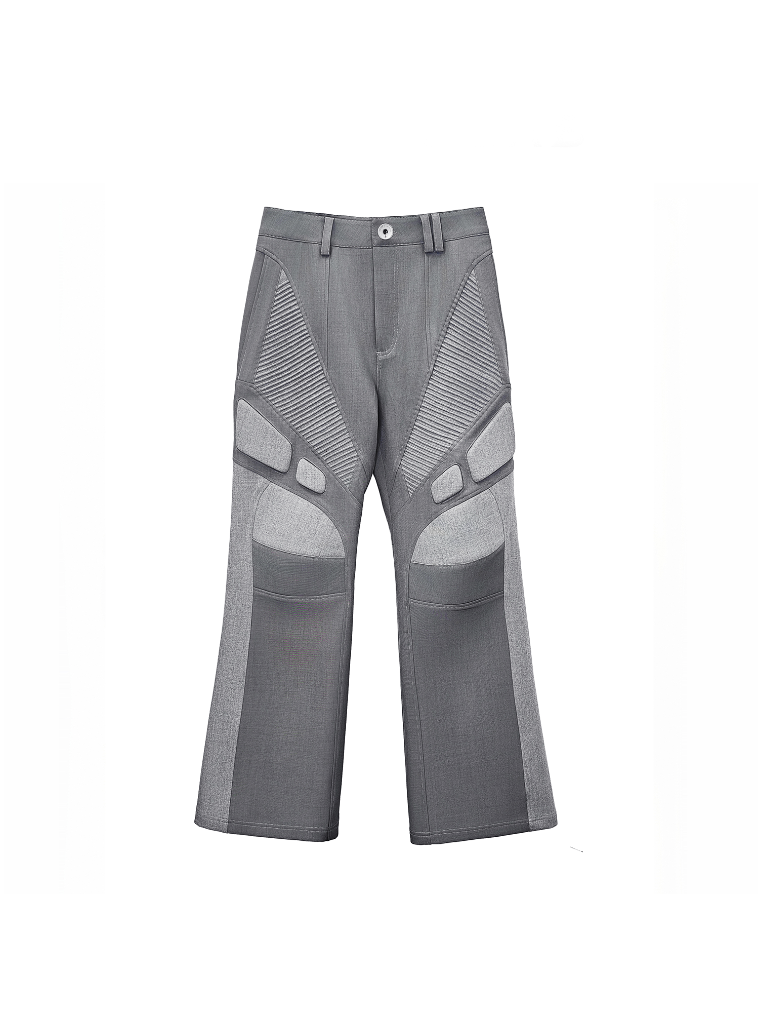 FACEONLAB Paneled Armor Padding Straight-Leg Pants