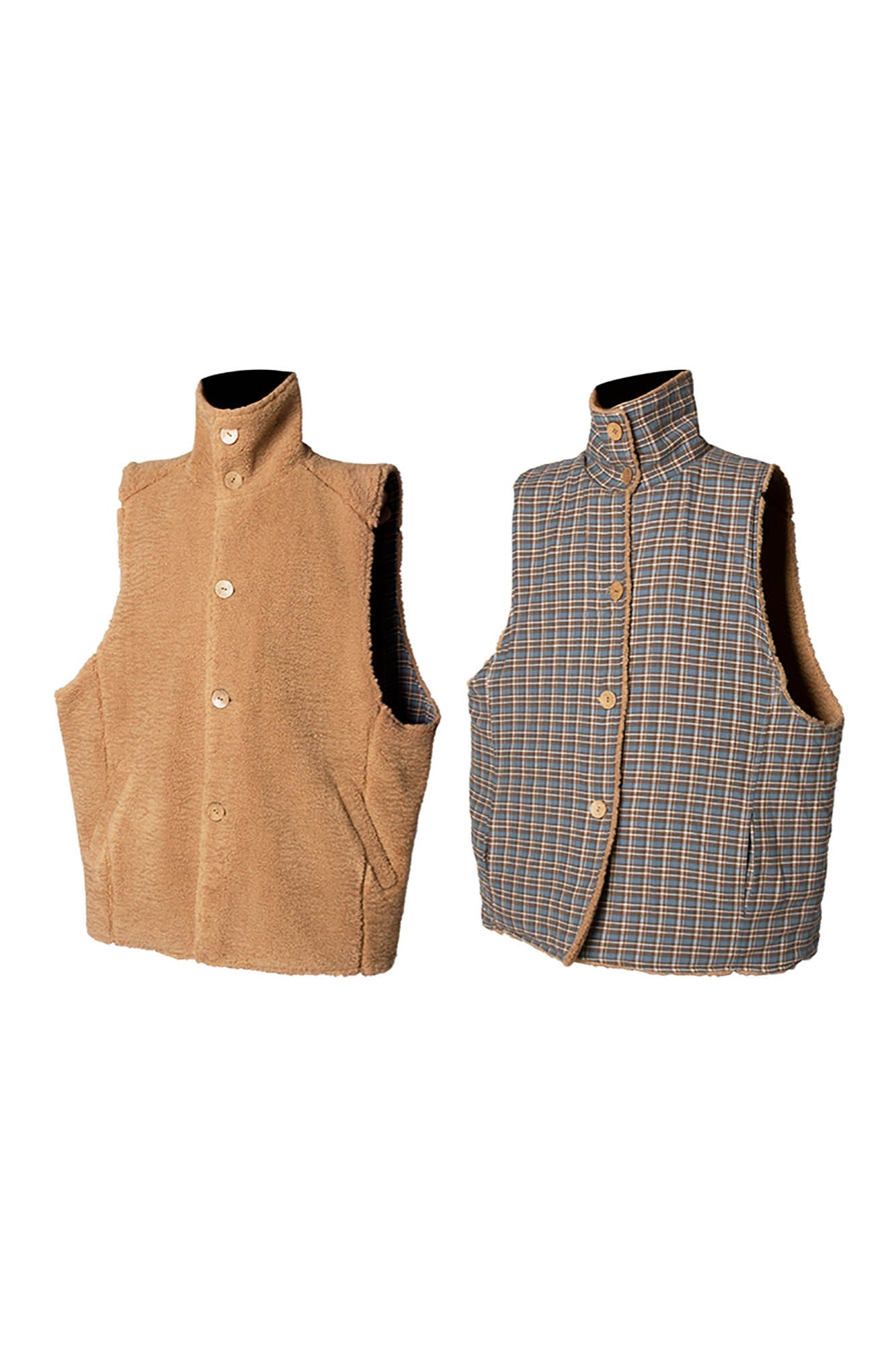 RELABEL Pupa Reversible Plaid Fleece Vest, premium urban and streetwear designers apparel on PROJECTISR.com, RELABEL