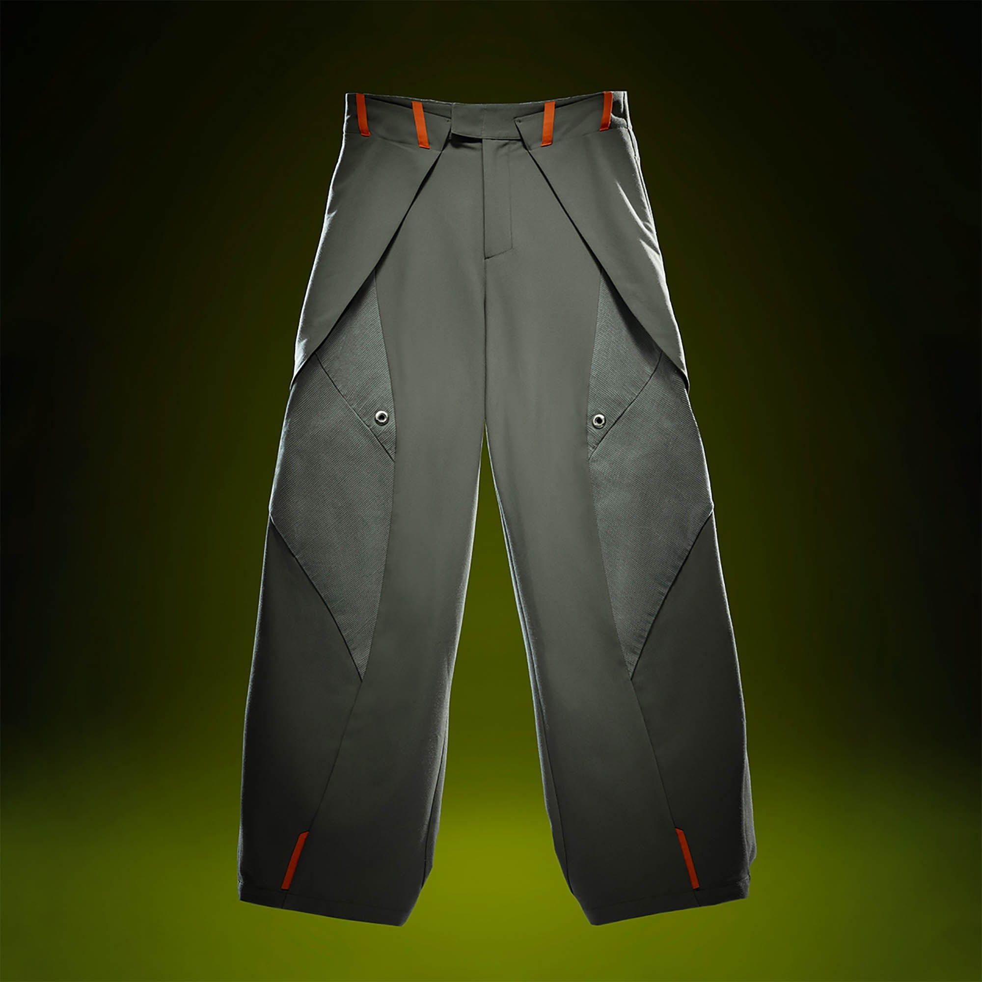 XIPHEVIL Mech Paneled Utility Wide-Leg Pants Grey, premium urban and streetwear designers apparel on PROJECTISR.com, XIPHEVIL