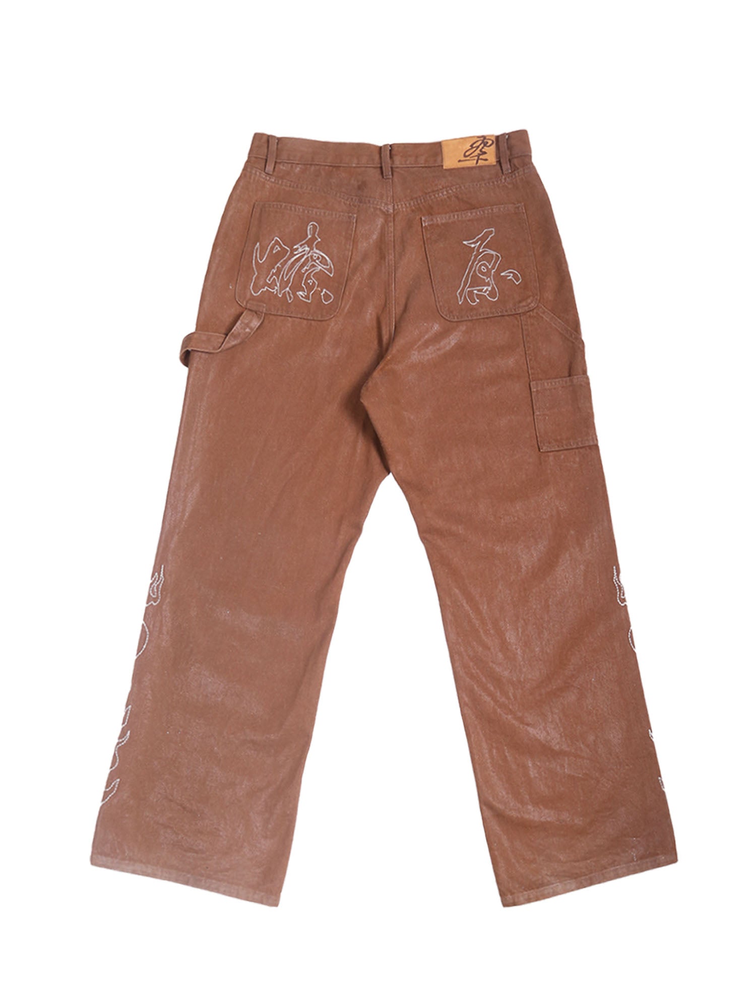 TRECLUB Waxed Flame Embroidery Jeans